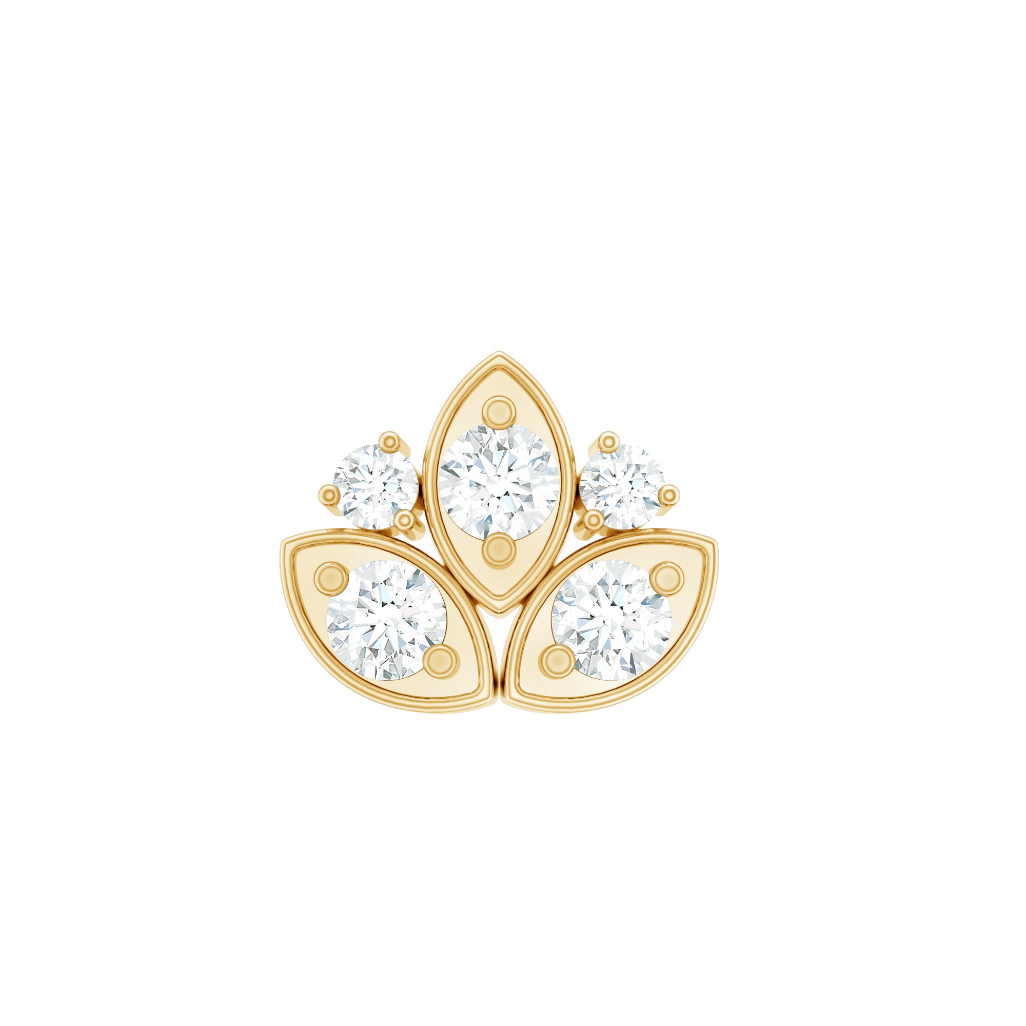 Diamond Lotus Earring for Cartilage Piercing Natural - ( HI-SI ) - Rosec Jewels