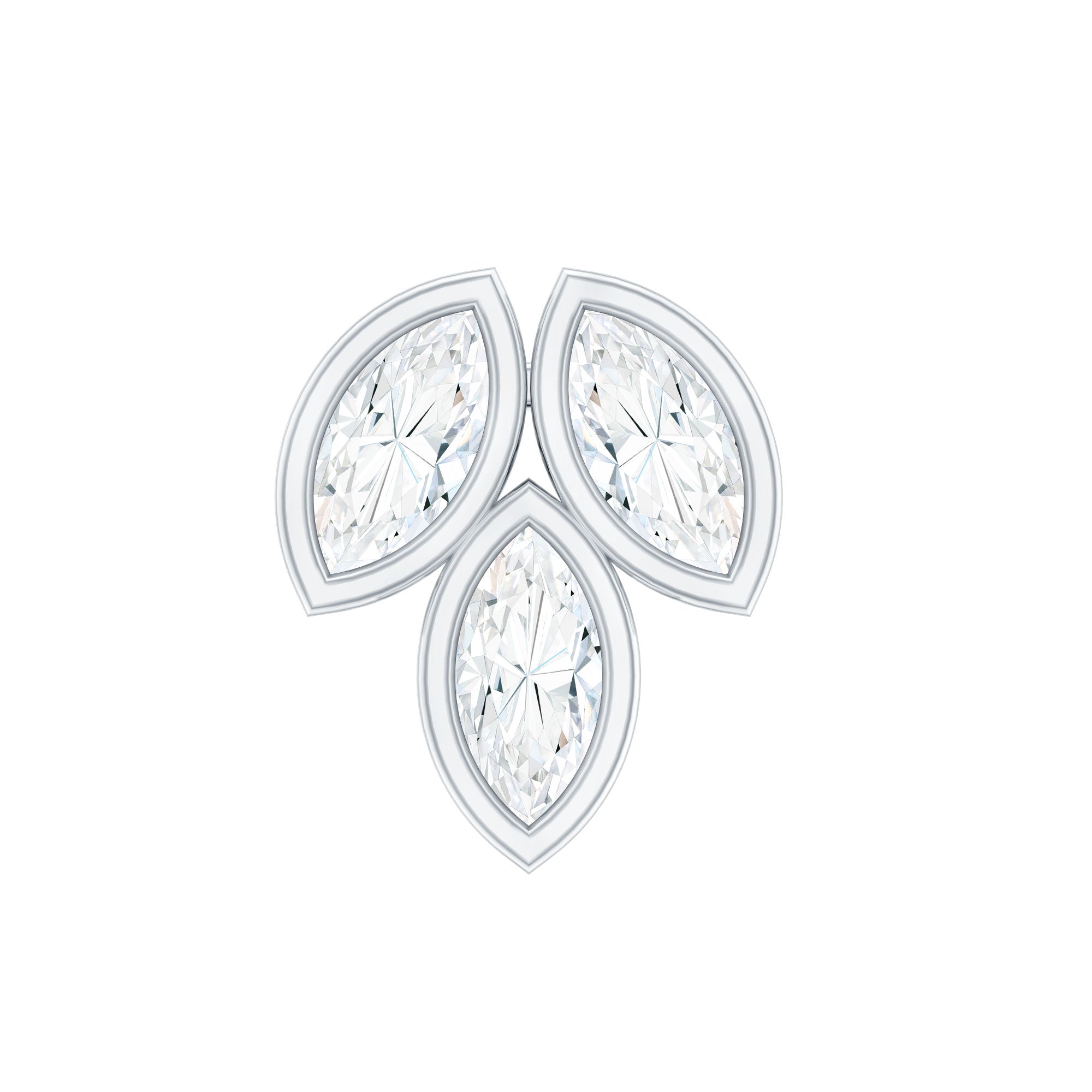 Marquise Diamond Three Stone Cluster Earring Natural - ( HI-SI ) - Rosec Jewels