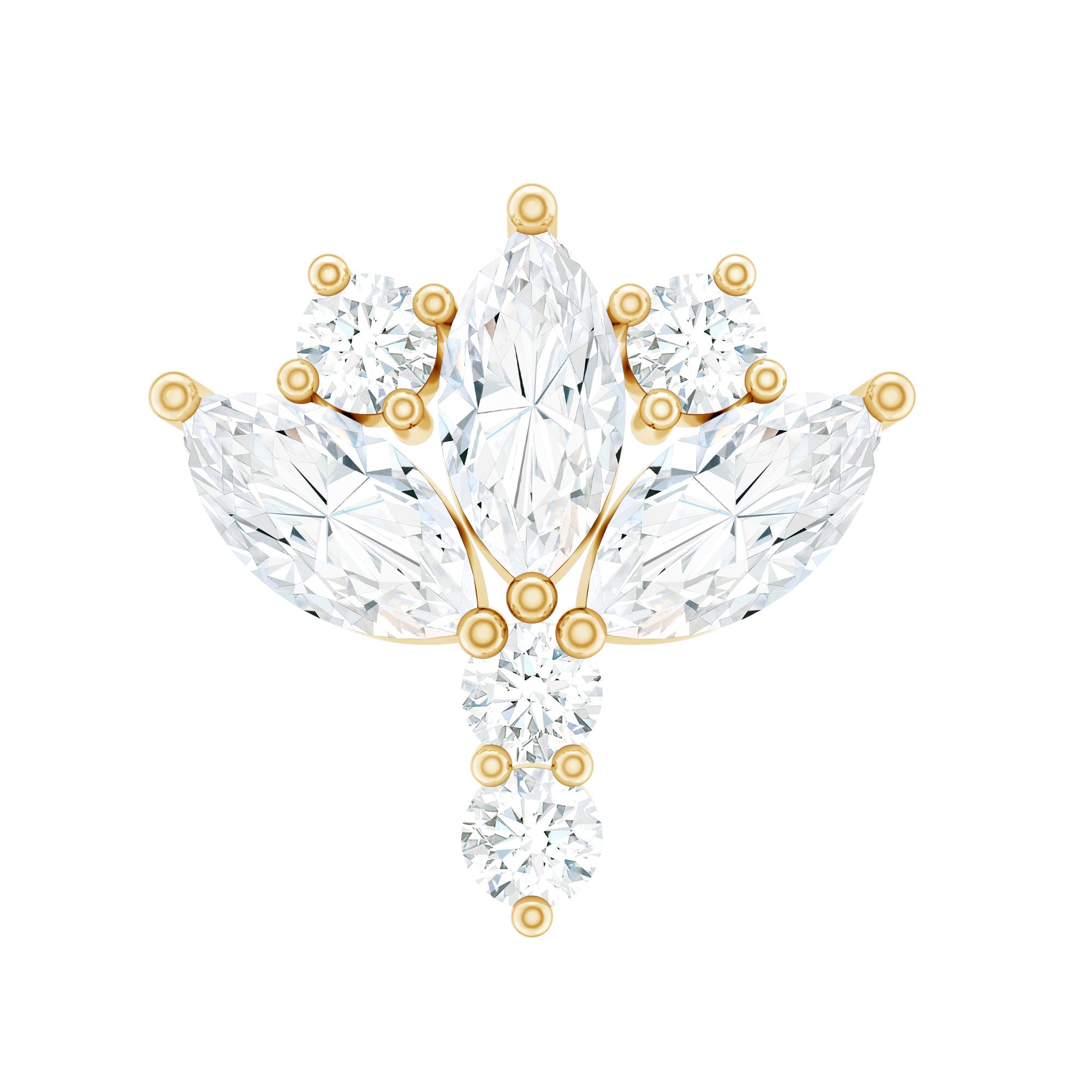 Diamond Lotus Cartilage Earring Natural - ( HI-SI ) - Rosec Jewels