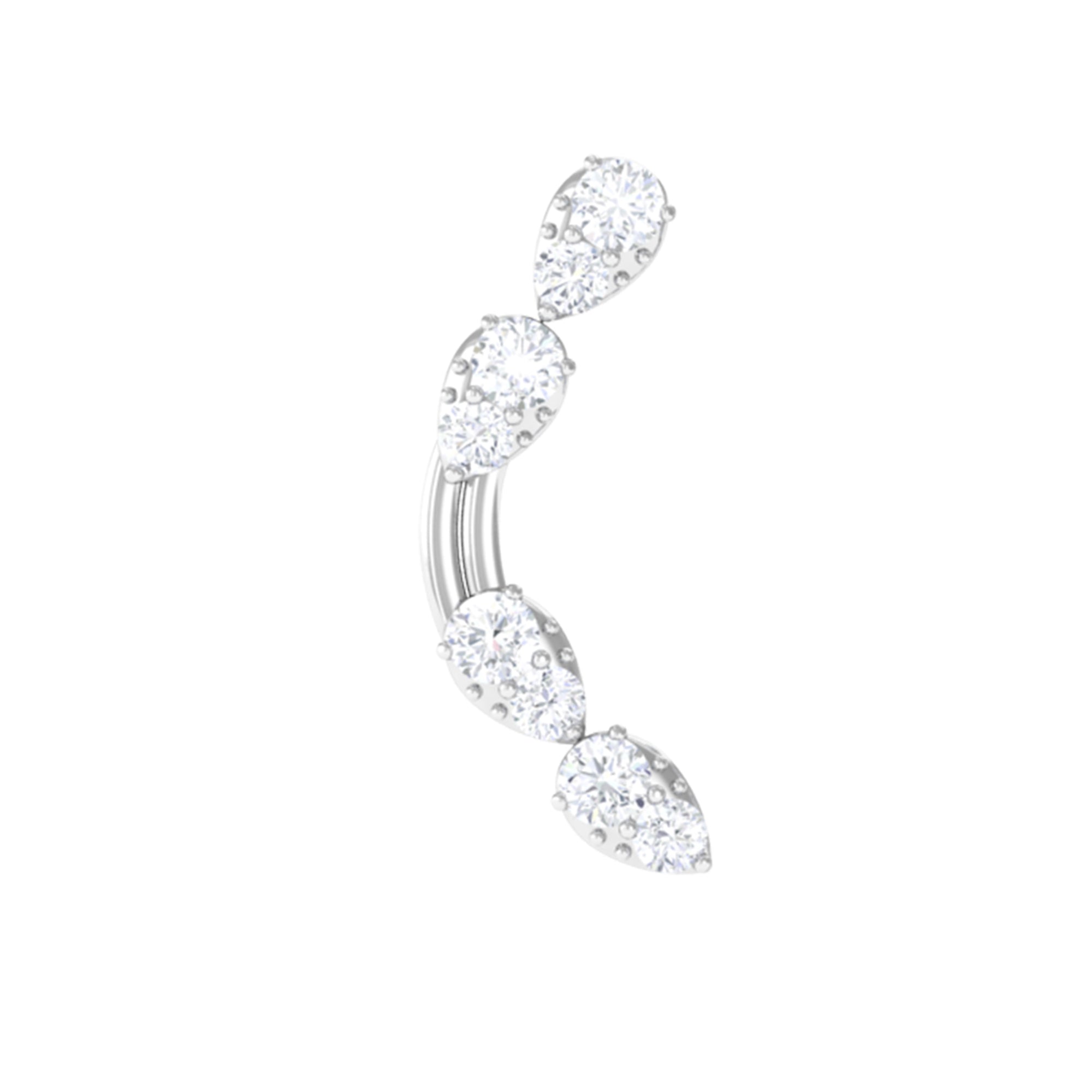 Certified Moissanite Curved Helix Earring in Gold