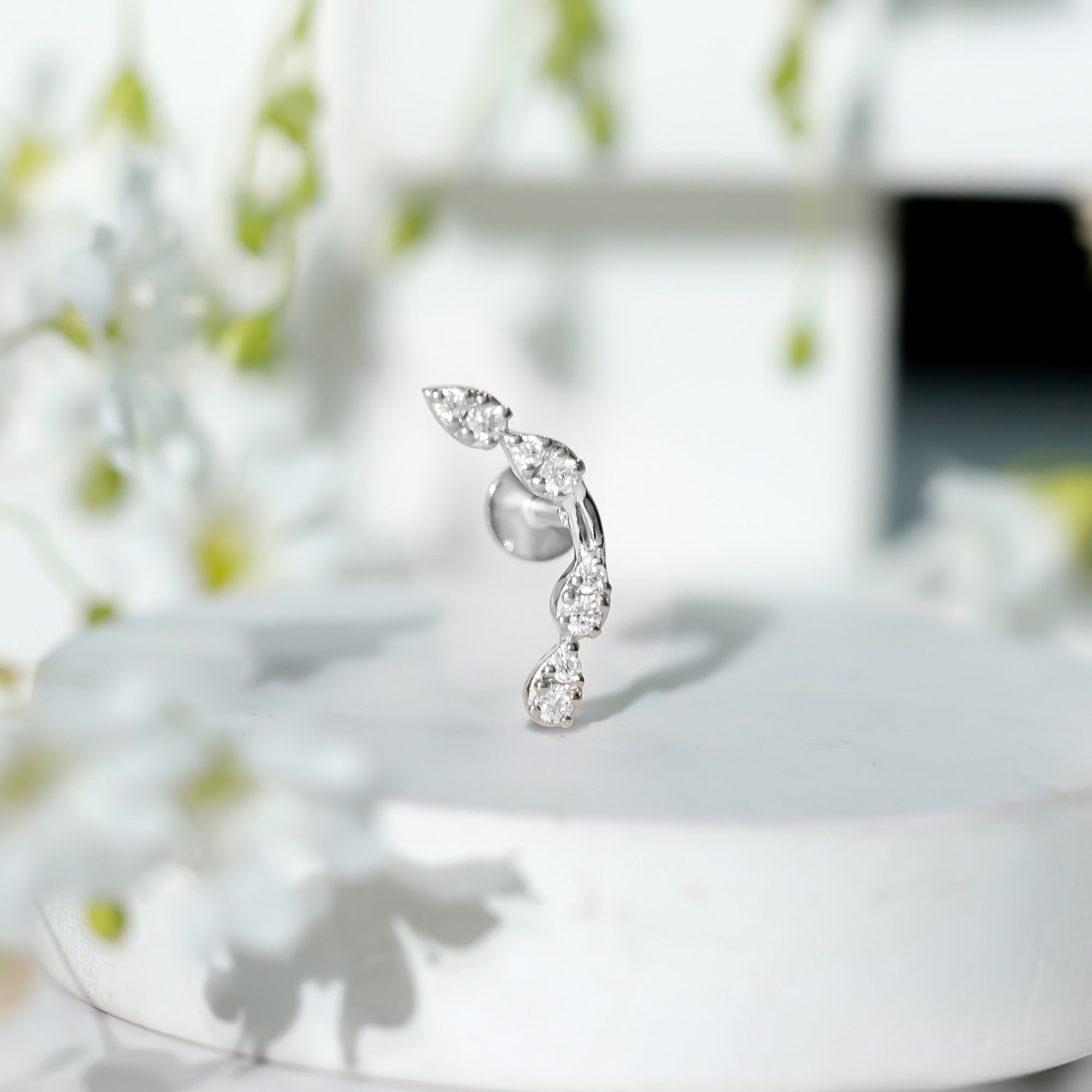 Certified Moissanite Curved Helix Earring for Her D-VS1 - Rosec Jewels