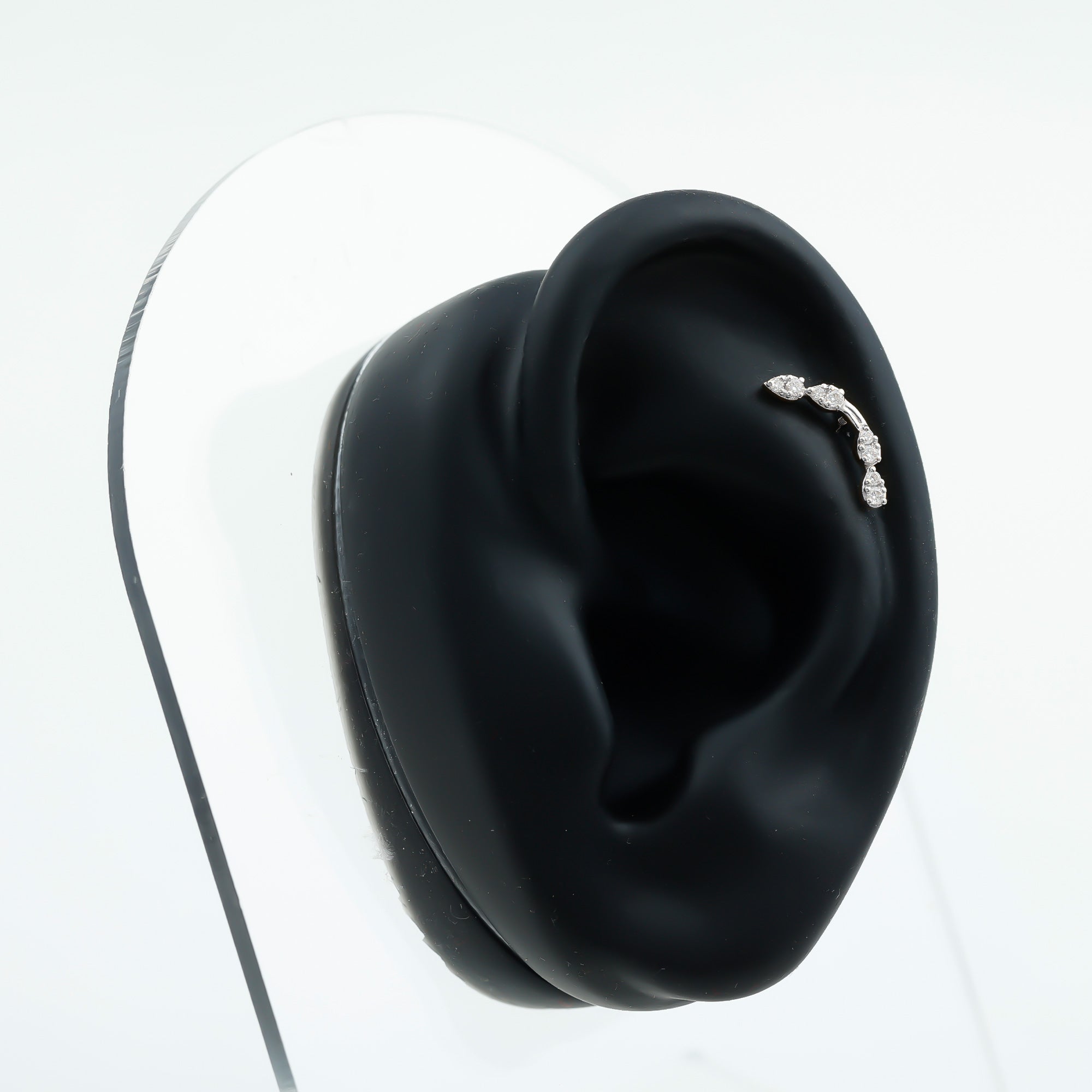 Certified Moissanite Curved Helix Earring for Her D-VS1 - Rosec Jewels