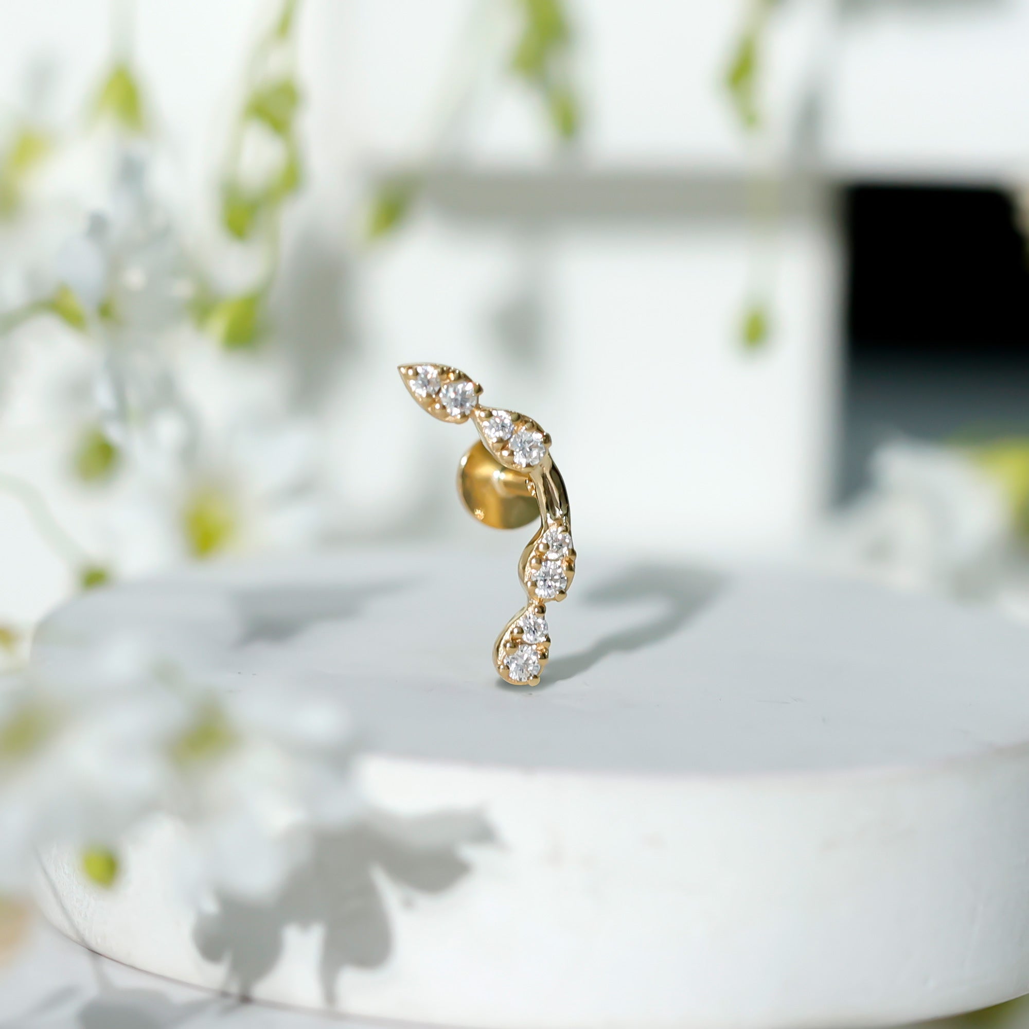 Certified Moissanite Curved Helix Earring for Her D-VS1 - Rosec Jewels