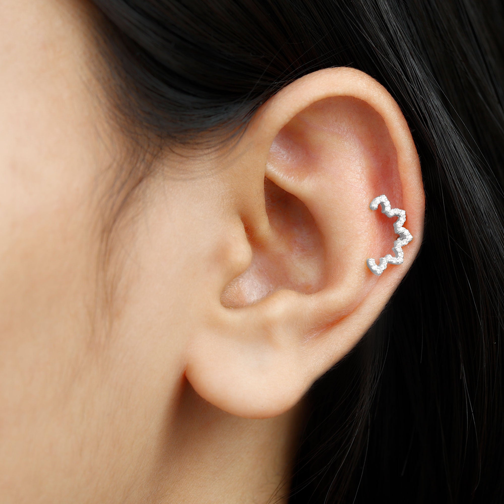 Certified Moissanite Designer Earring for Cartilage Piercing D-VS1 - Rosec Jewels
