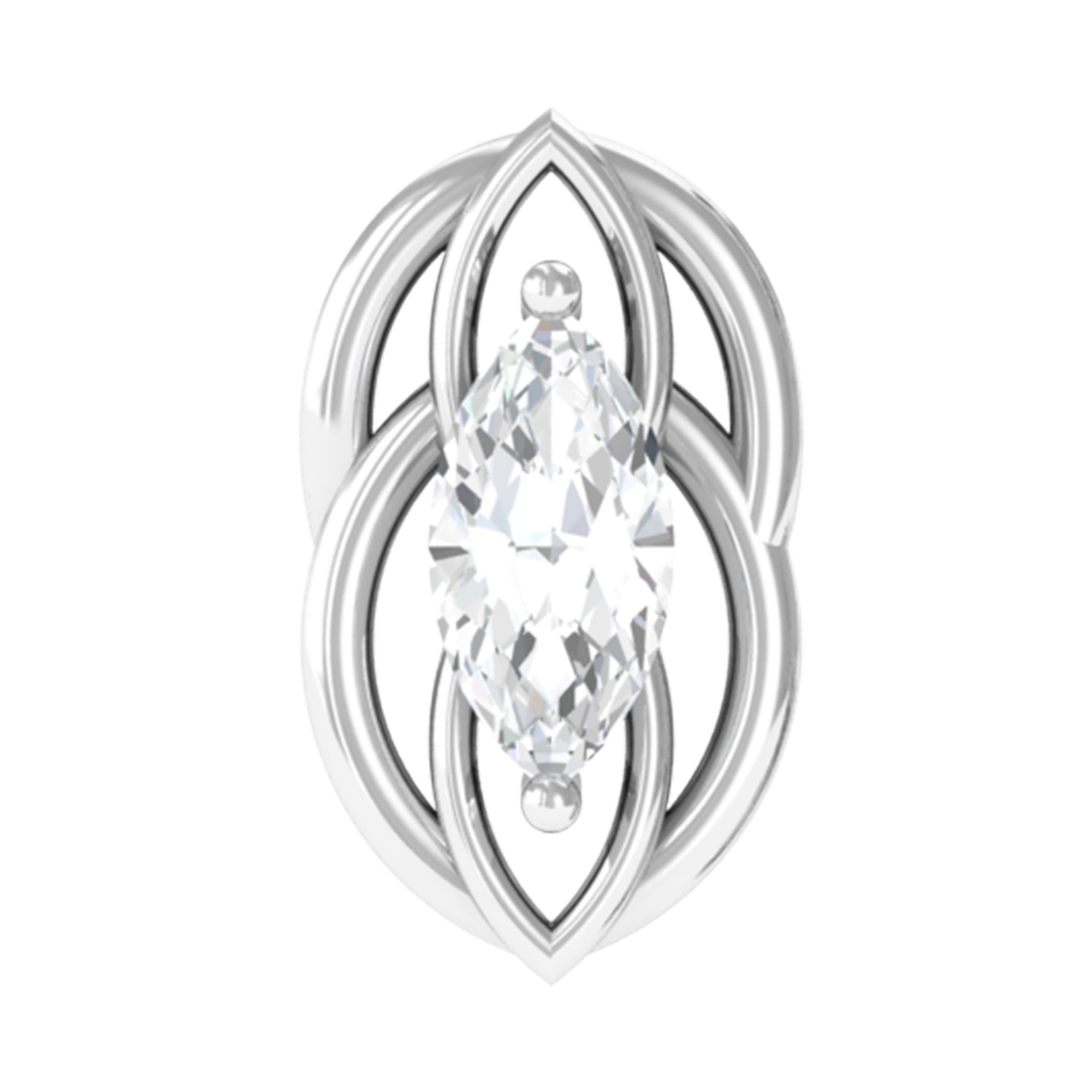 Minimal Marquise Cut Moissanite Cartilage Earring D-VS1 - Rosec Jewels