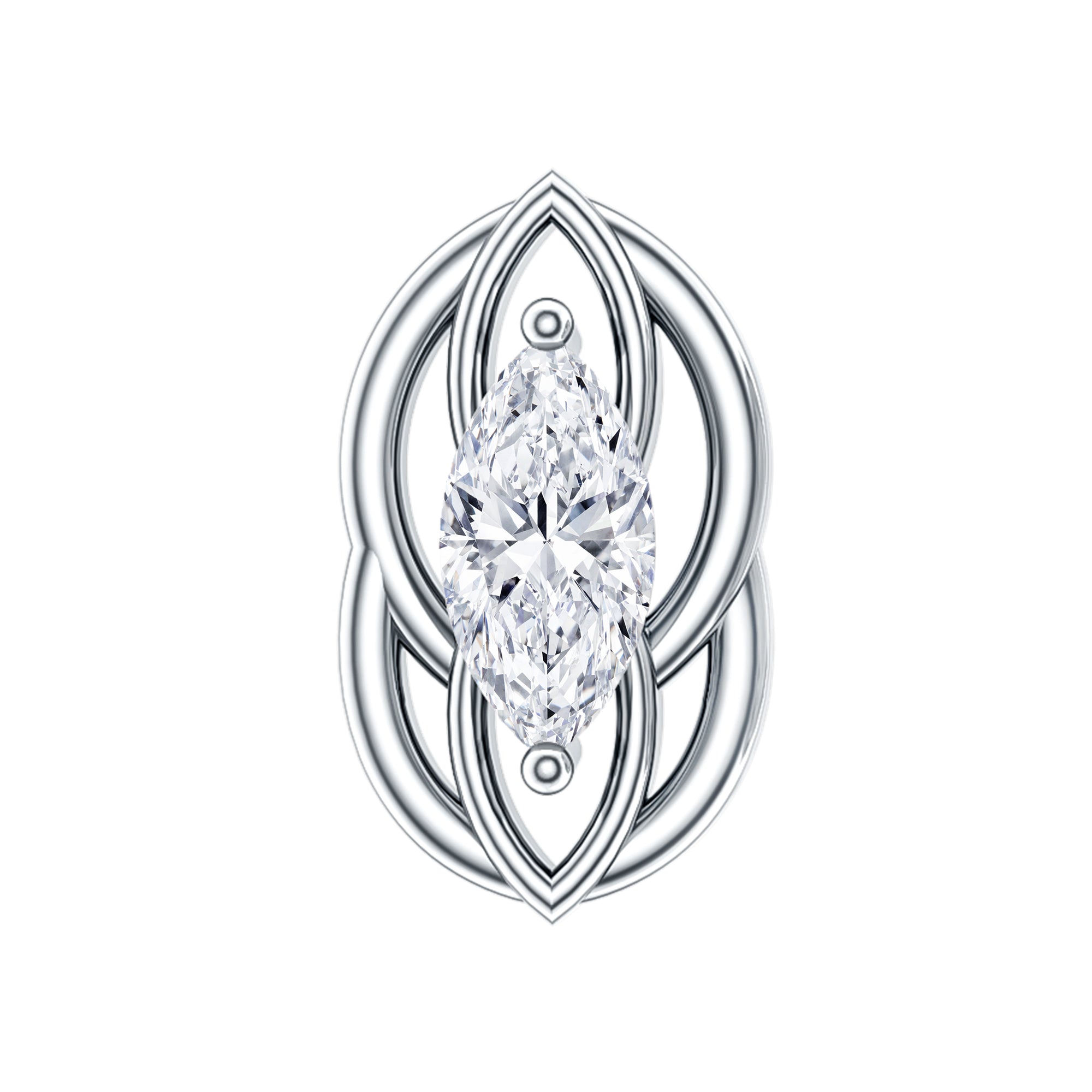 Minimal Marquise Cut Moissanite Cartilage Earring D-VS1 - Rosec Jewels