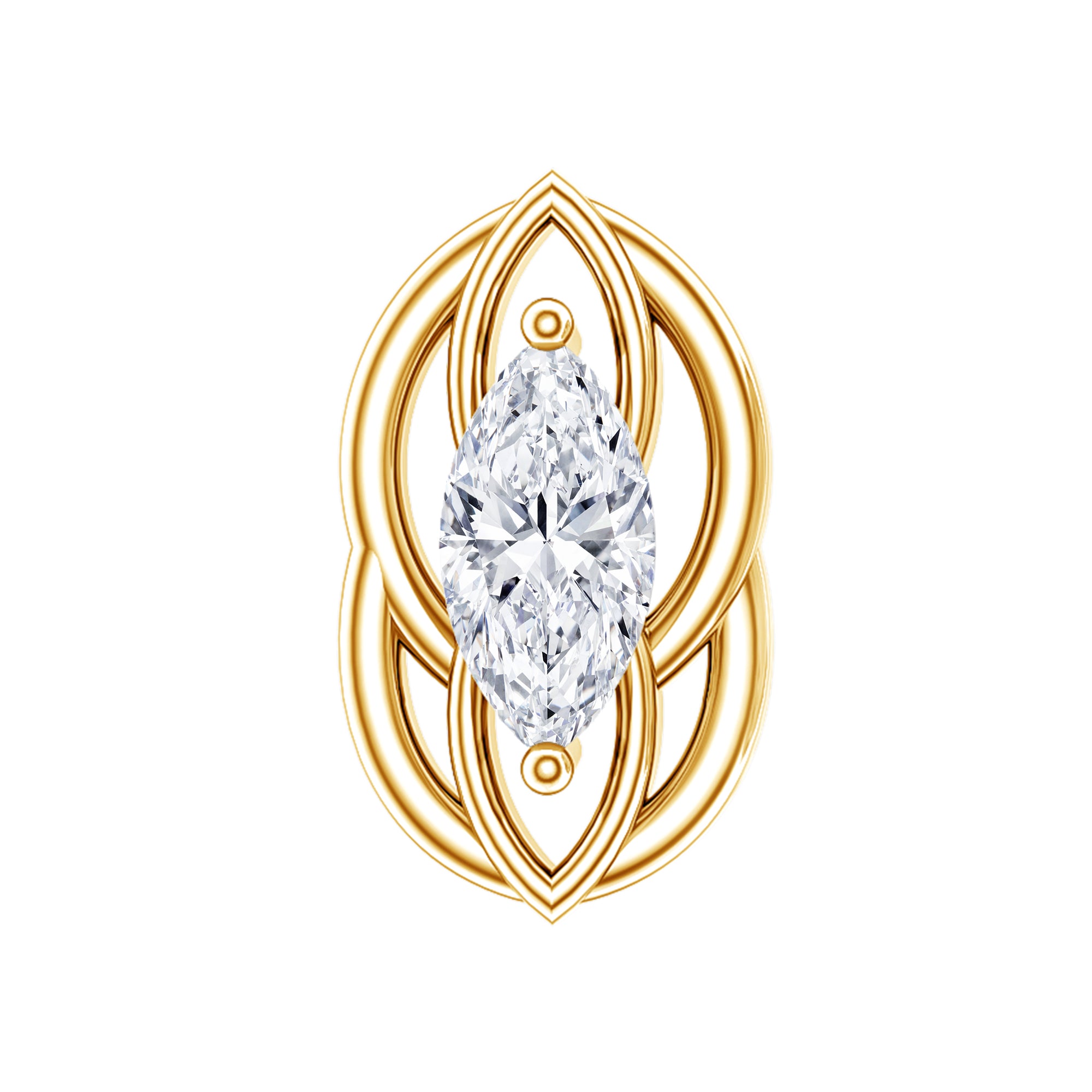 Minimal Marquise Cut Moissanite Cartilage Earring D-VS1 - Rosec Jewels