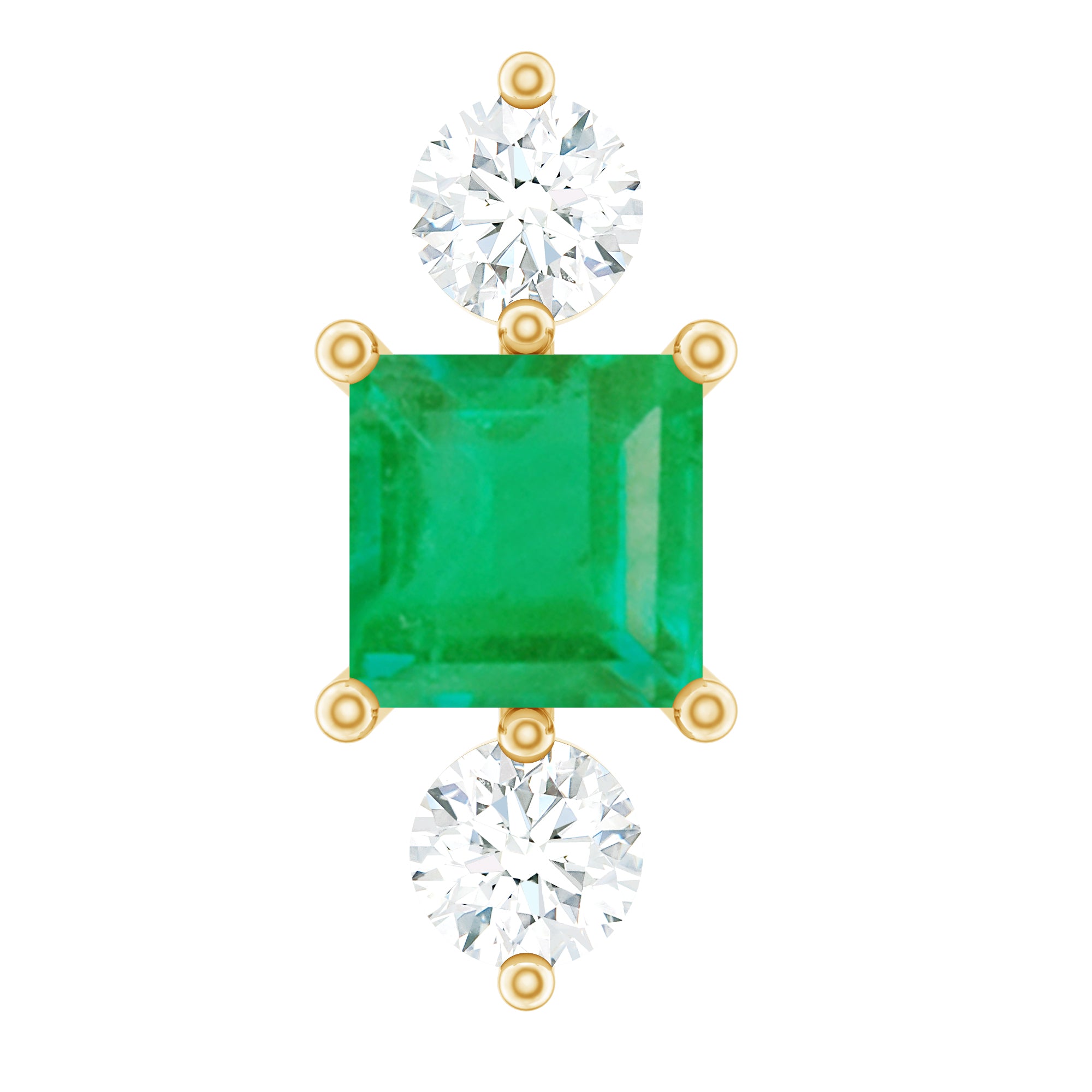 Natural Emerald and Lab Grown Diamond Helix Earring AAA - Rosec Jewels
