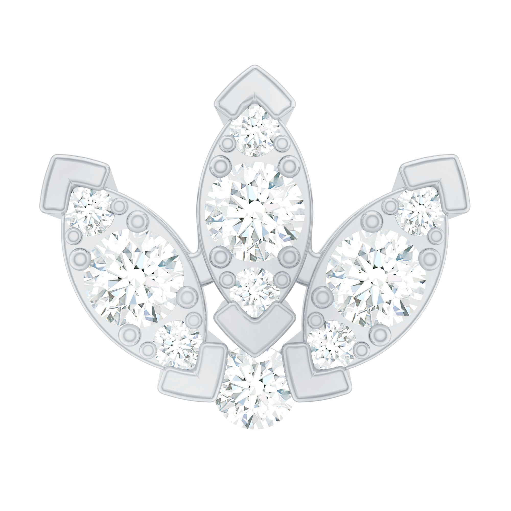 Exquisite Diamond Lotus Flower Earring for Helix Piercing Natural - ( HI-SI ) - Rosec Jewels