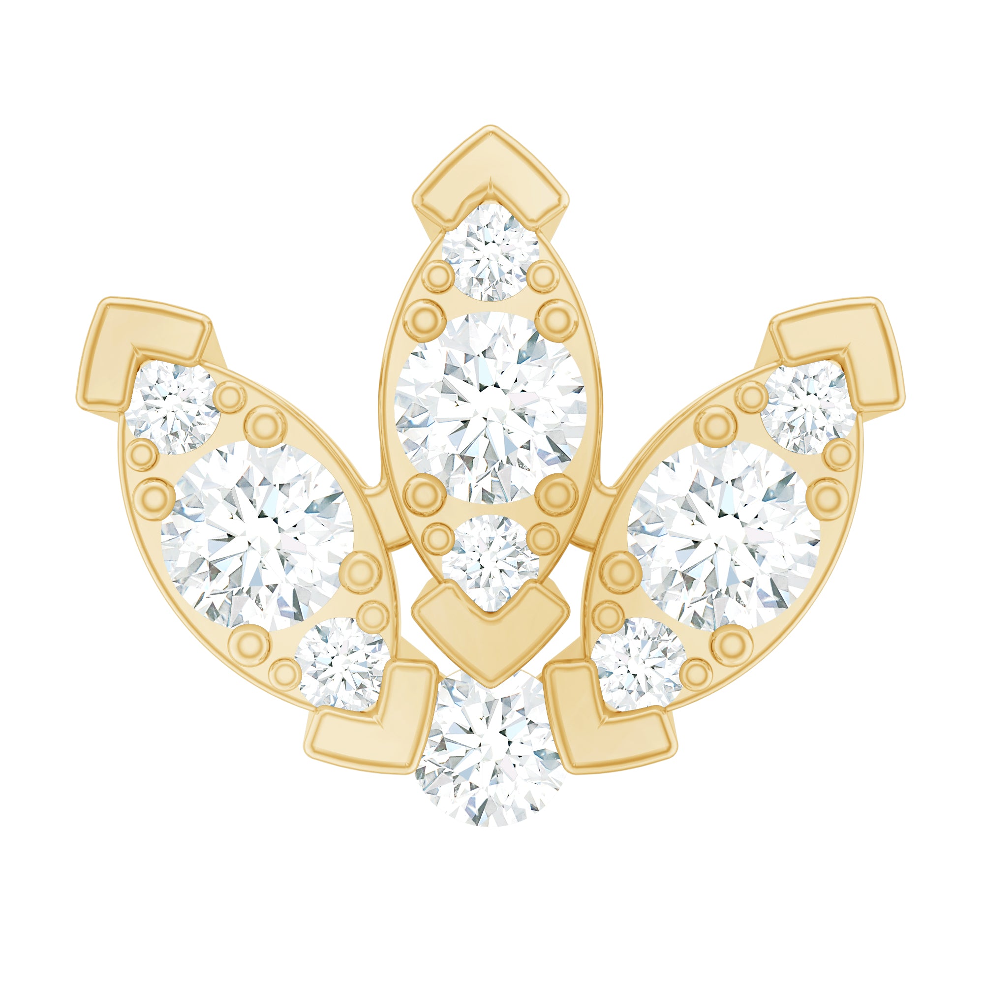 Exquisite Diamond Lotus Flower Earring for Helix Piercing Natural - ( HI-SI ) - Rosec Jewels