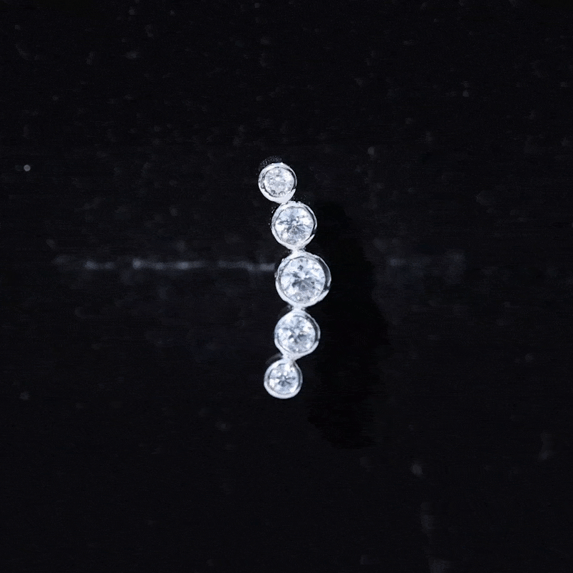 Bezel Set Round Moissanite Curved Crawler Earring D-VS1 - Rosec Jewels