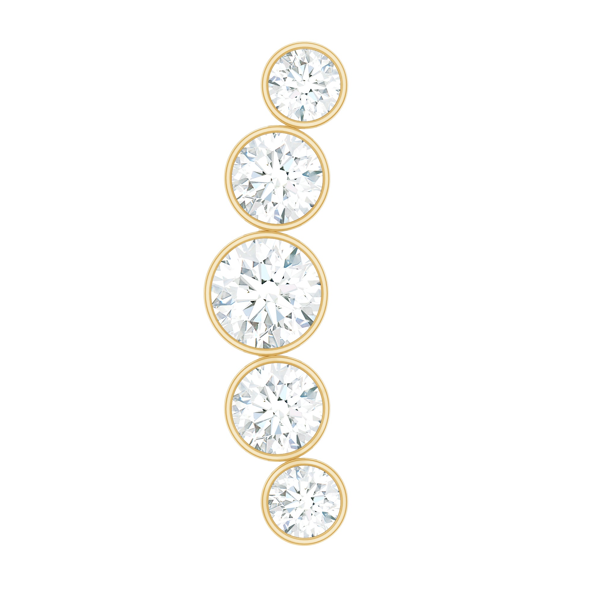 Bezel Set Round Moissanite Curved Crawler Earring D-VS1 - Rosec Jewels