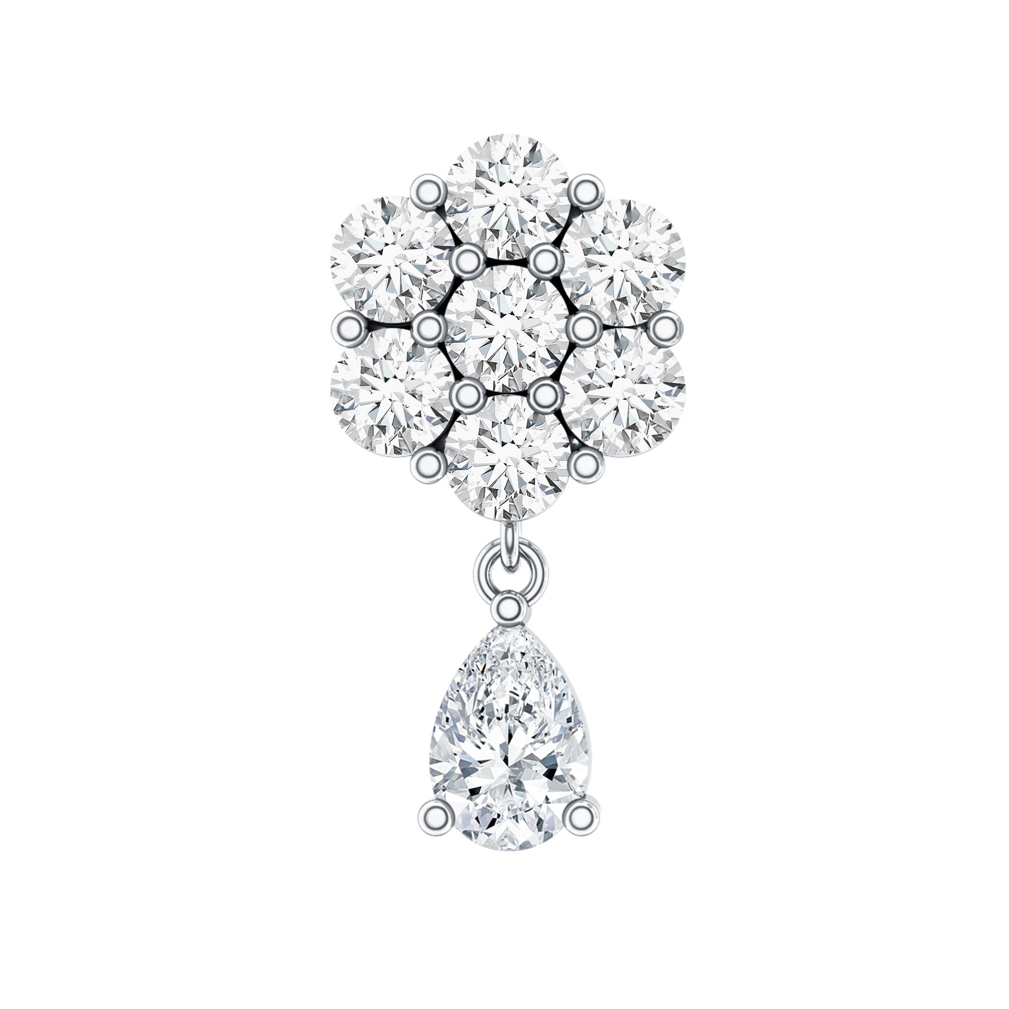 Moissanite Floral Drop Earring for Helix Piercing D-VS1 - Rosec Jewels