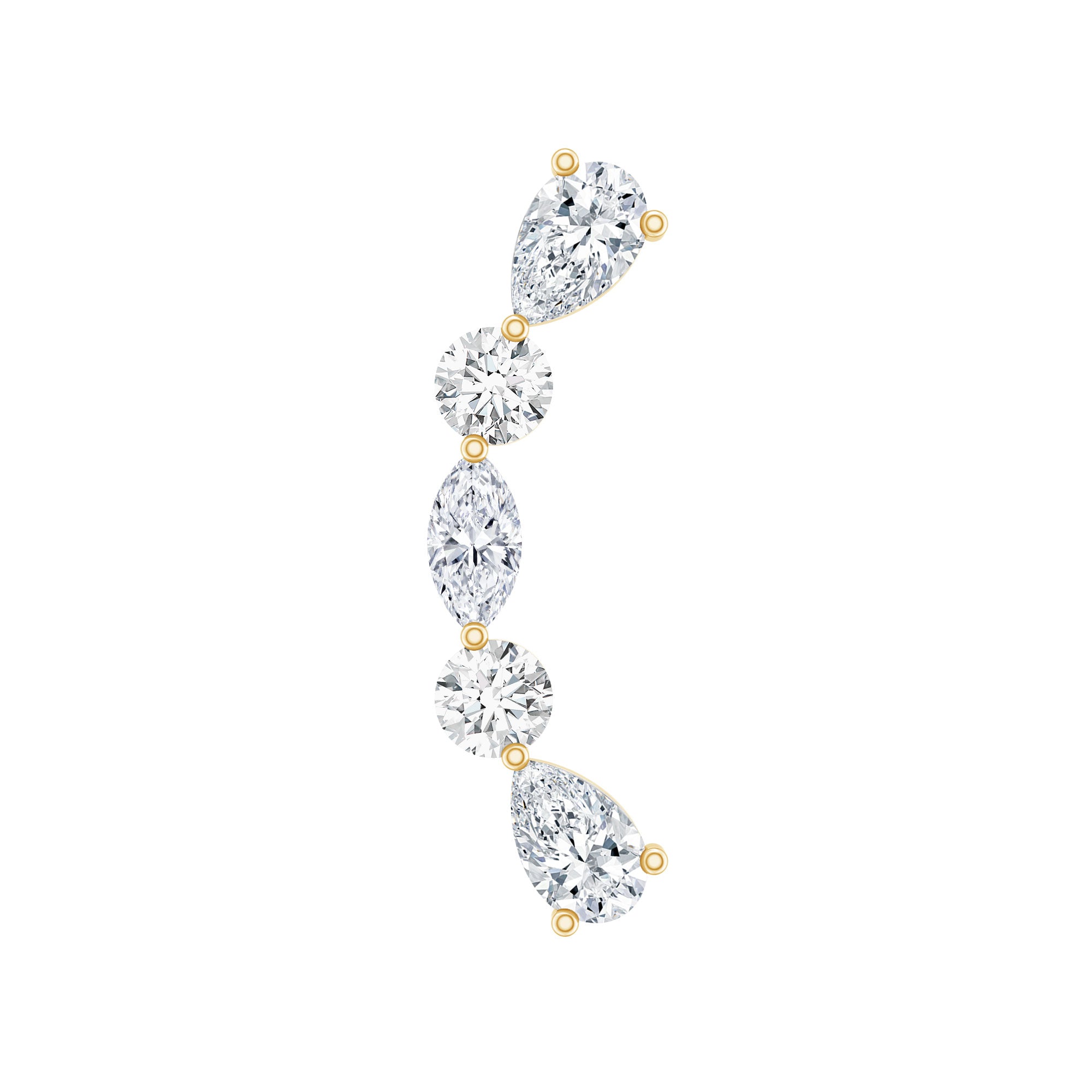 Certified Moissanite Curved Crawler Earring for Helix Piercing D-VS1 - Rosec Jewels