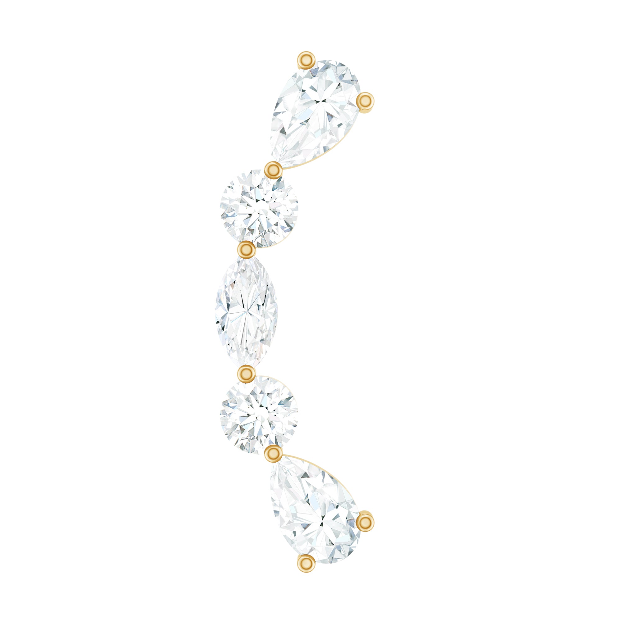 Certified Moissanite Curved Crawler Earring for Helix Piercing