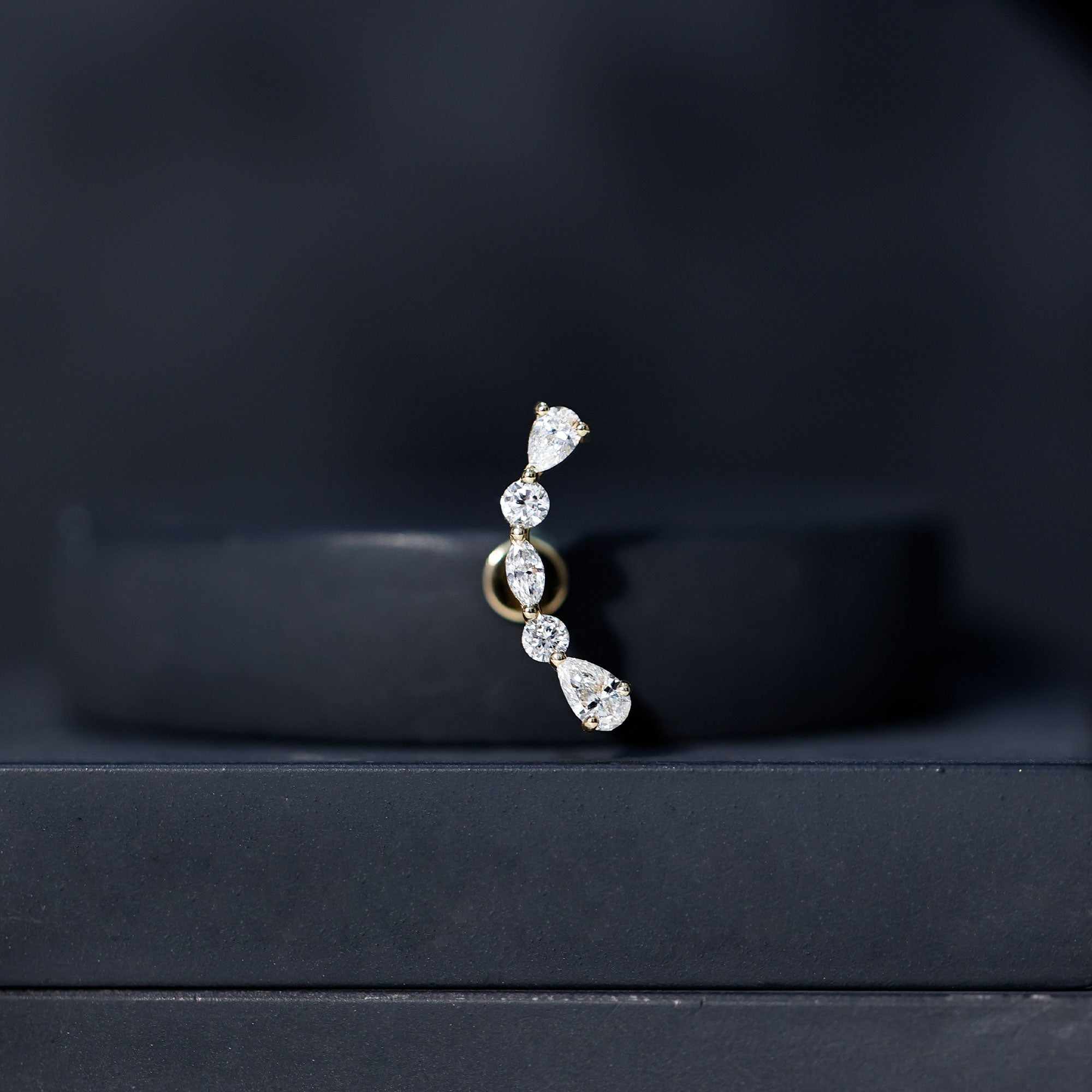 Certified Moissanite Curved Crawler Earring for Helix Piercing D-VS1 - Rosec Jewels
