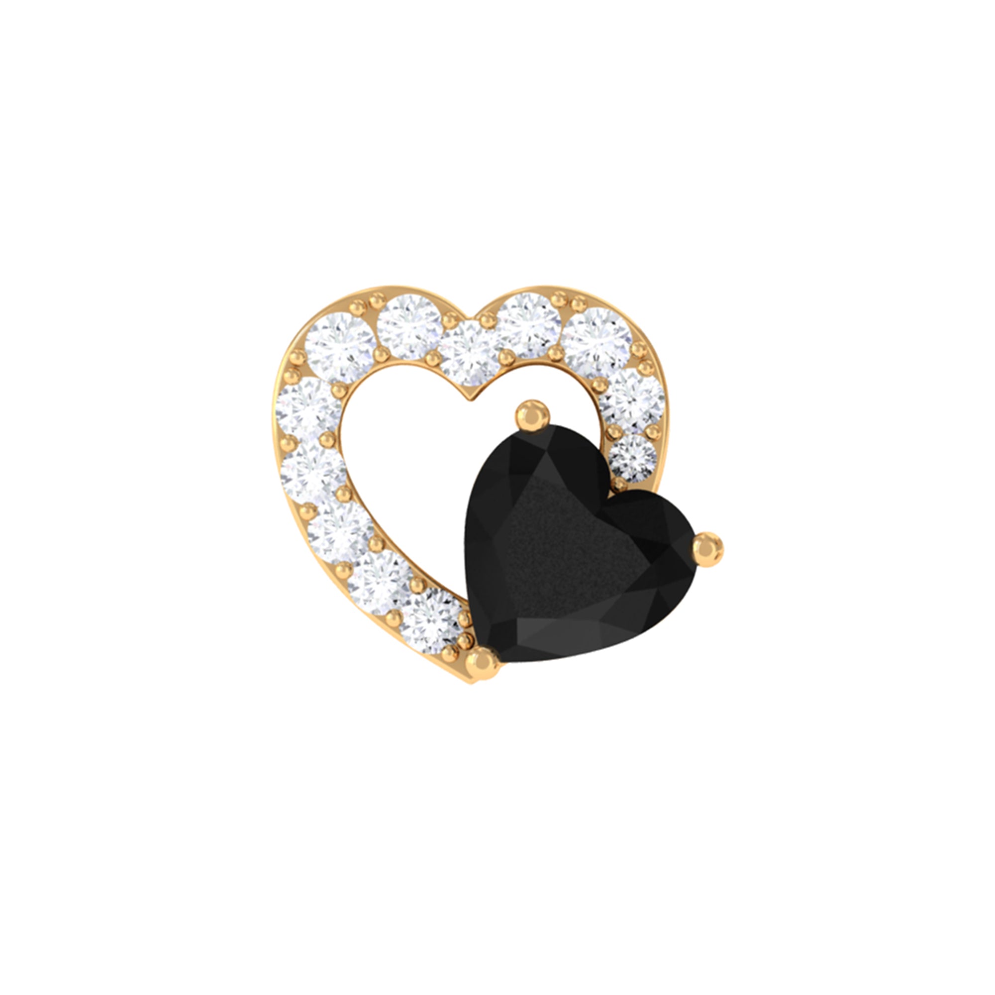 Rosec Jewels-Black Onyx and Moissanite Heart Helix Earring in Gold