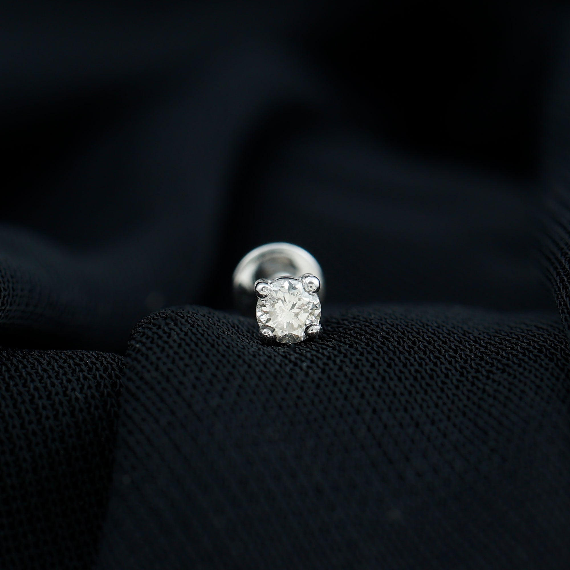 Tiny Round Moissanite Conch Earring with Flat Back D-VS1 - Rosec Jewels