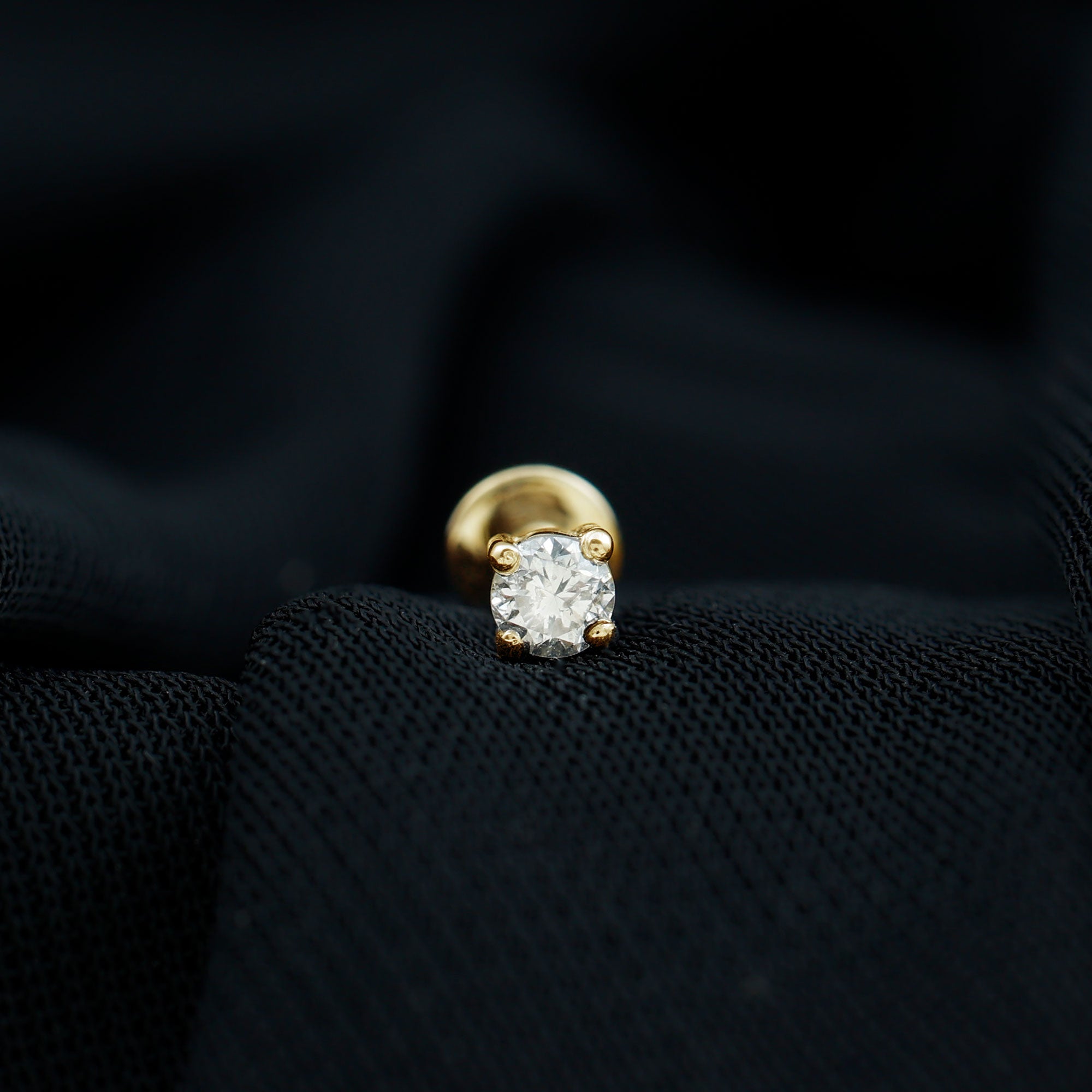 Tiny Round Moissanite Conch Earring with Flat Back D-VS1 - Rosec Jewels