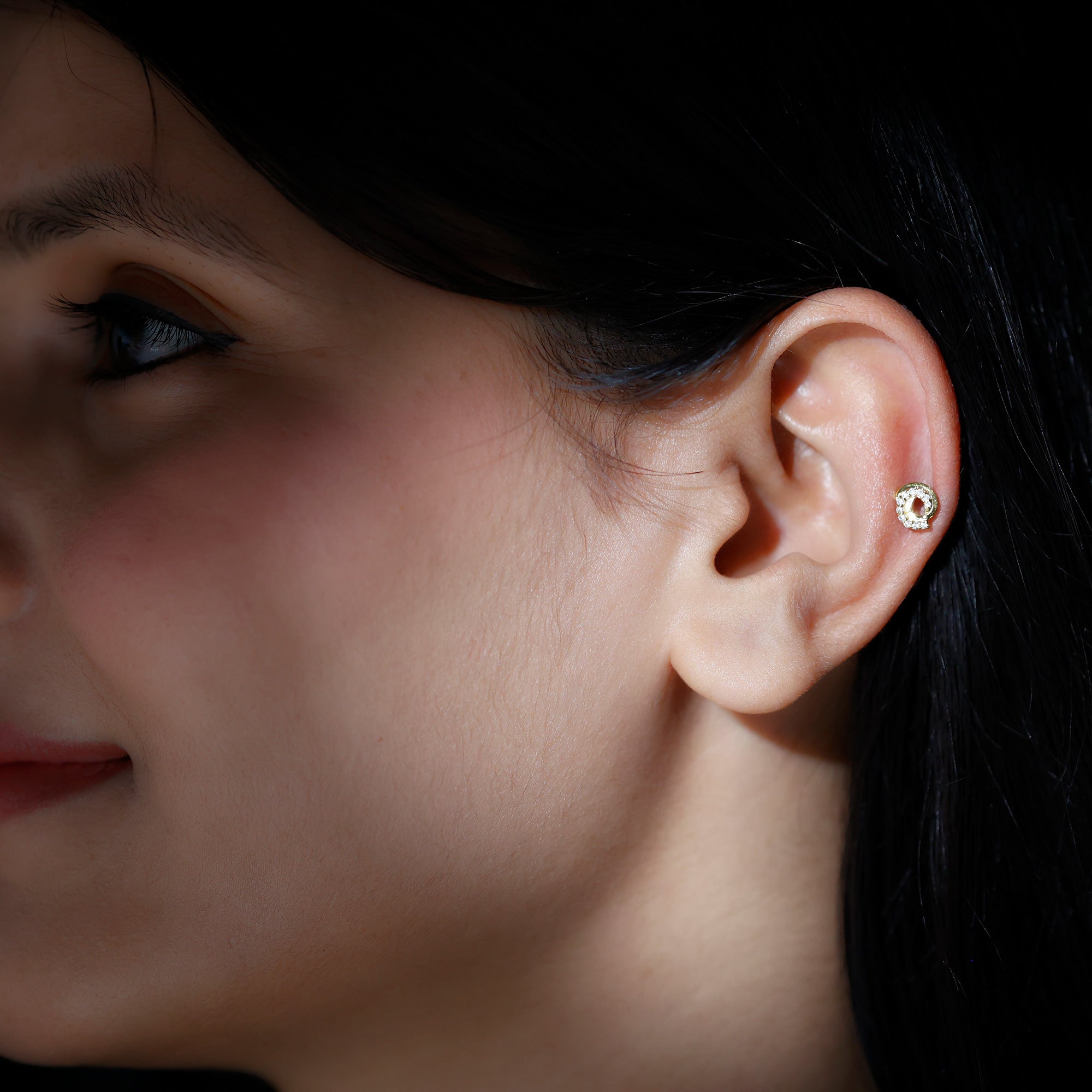 Moissanite Swirl Earring for Second Hole Piercing D-VS1 - Rosec Jewels