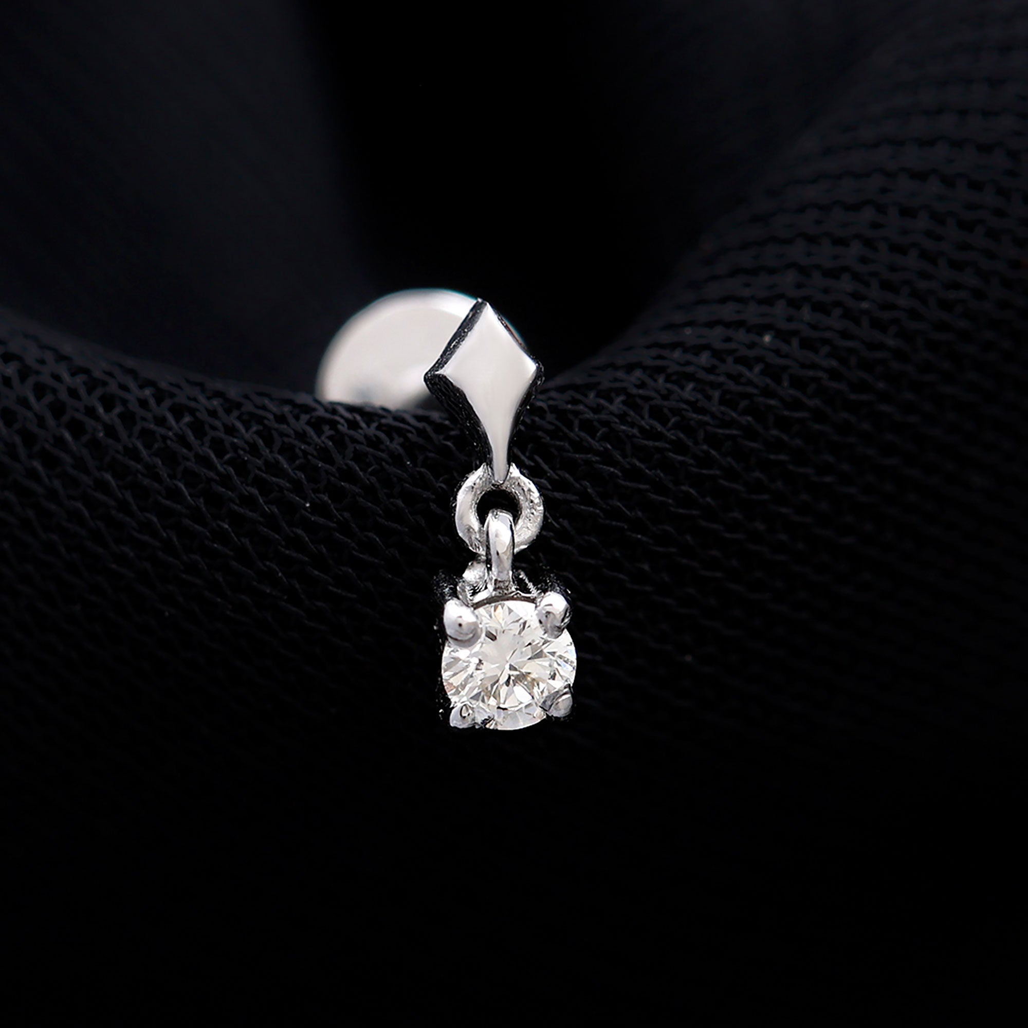 Diamond Dangling Earring for Helix Piercing Natural - ( HI-SI ) - Rosec Jewels