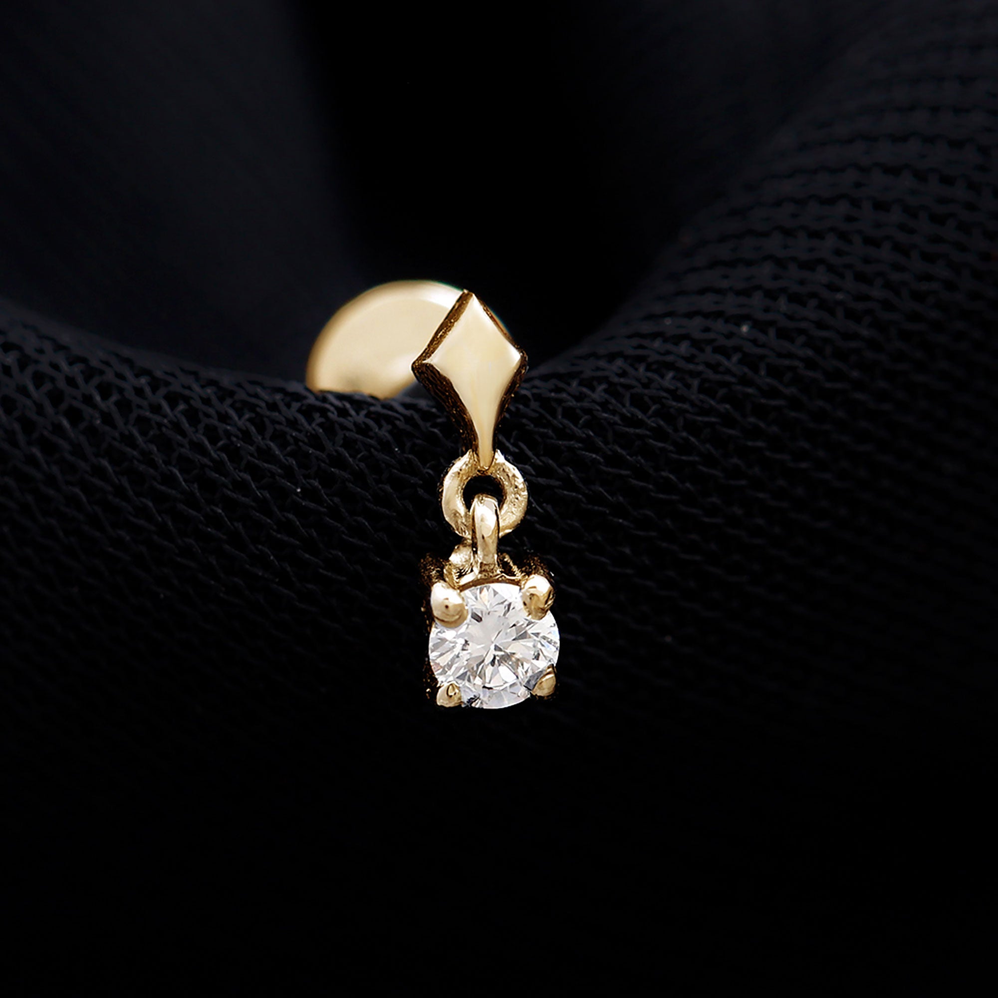 Diamond Dangling Earring for Helix Piercing Natural - ( HI-SI ) - Rosec Jewels