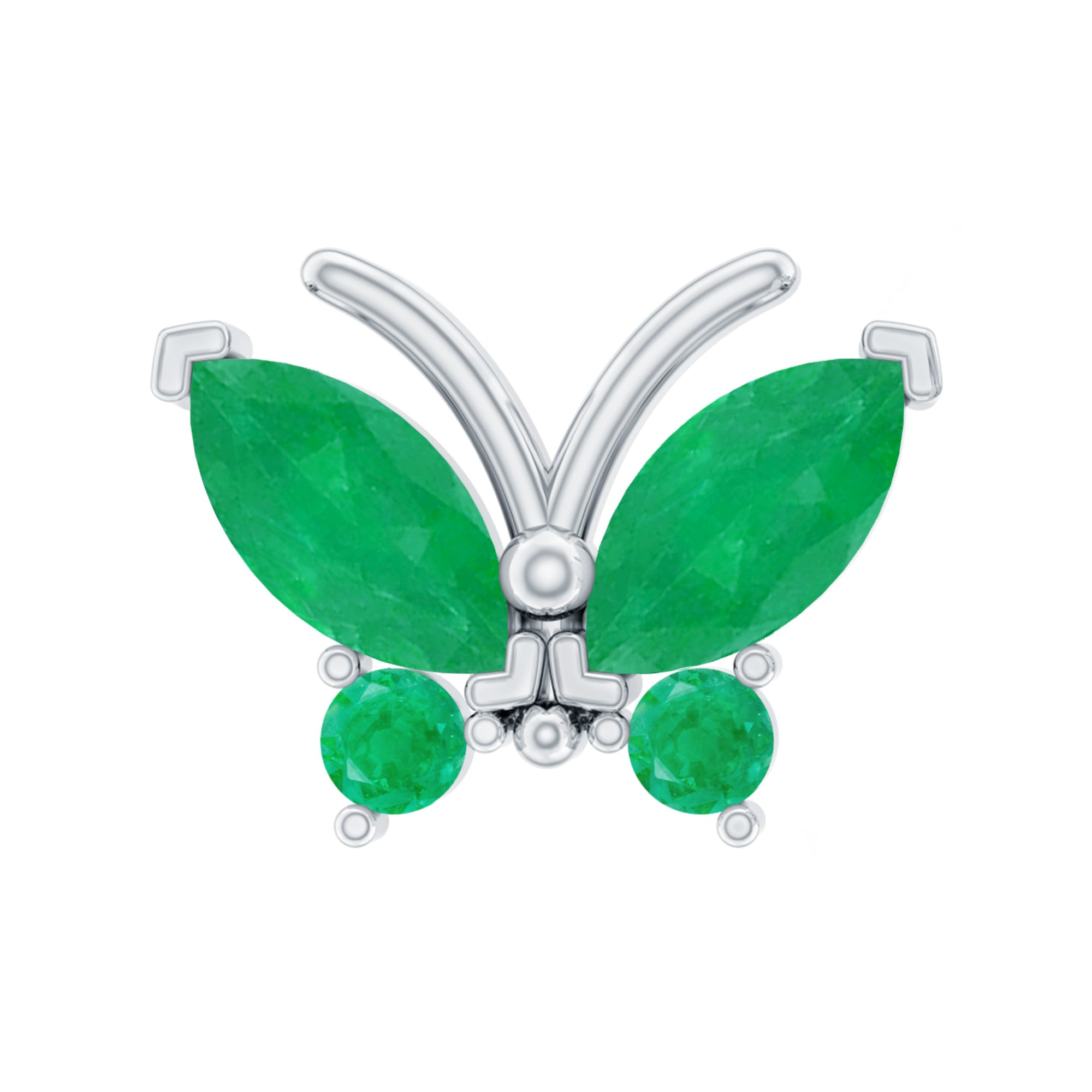 Natural Emerald Butterfly Earring for Cartilage Piercing AAA - Rosec Jewels