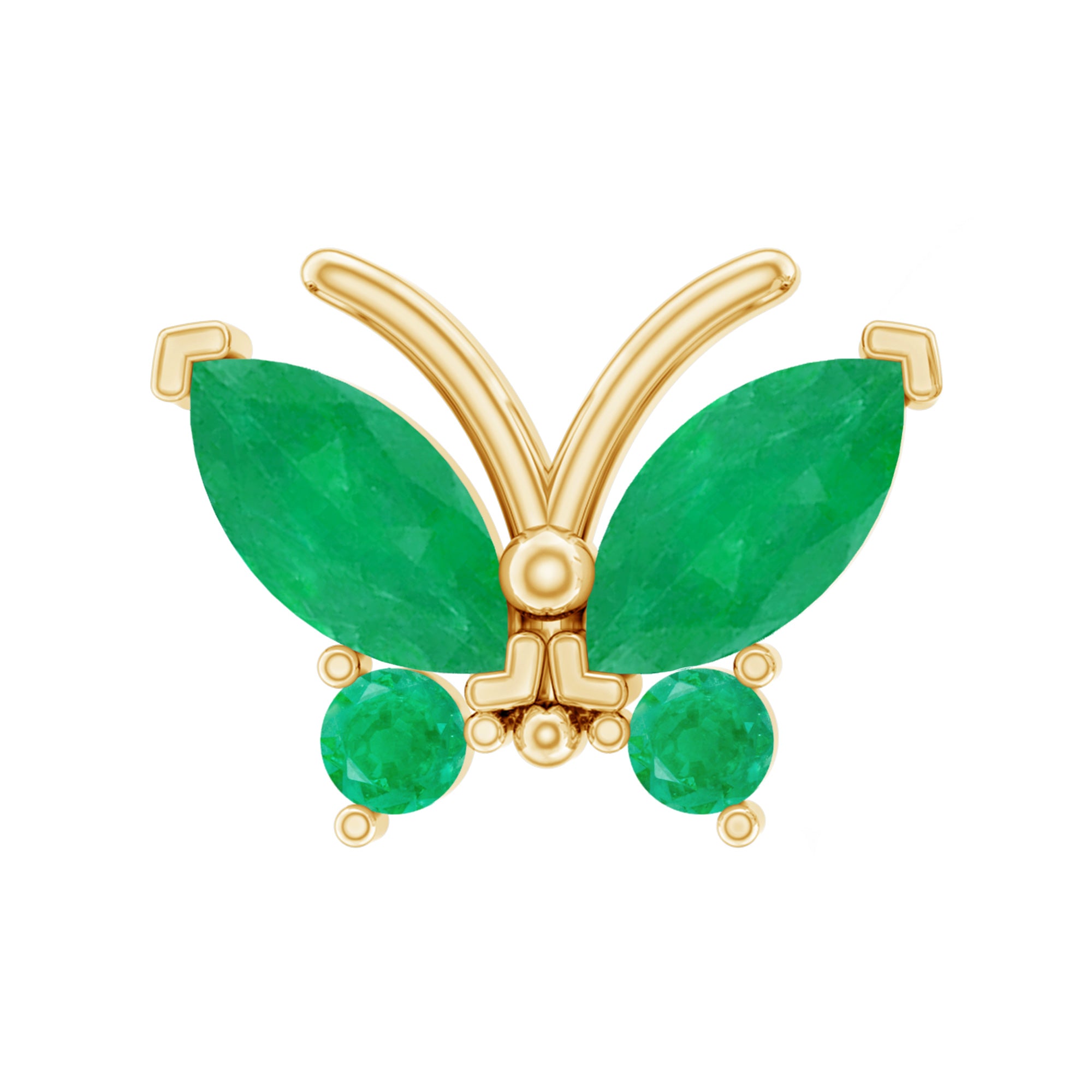 Natural Emerald Butterfly Earring for Cartilage Piercing AAA - Rosec Jewels