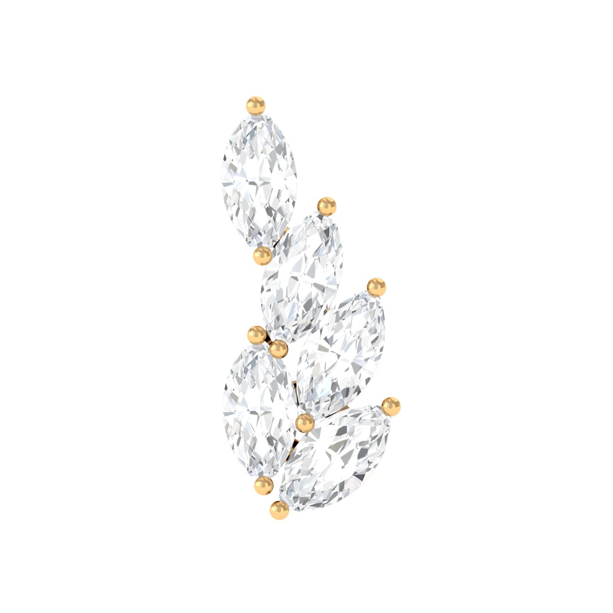 Marquise Moissanite Leaf Earring for Helix Piercing D-VS1 - Rosec Jewels