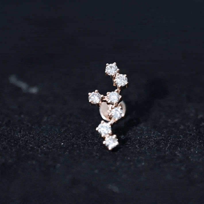 Certified Moissanite Leo Zodiac Ear Climber Earring D-VS1 - Rosec Jewels