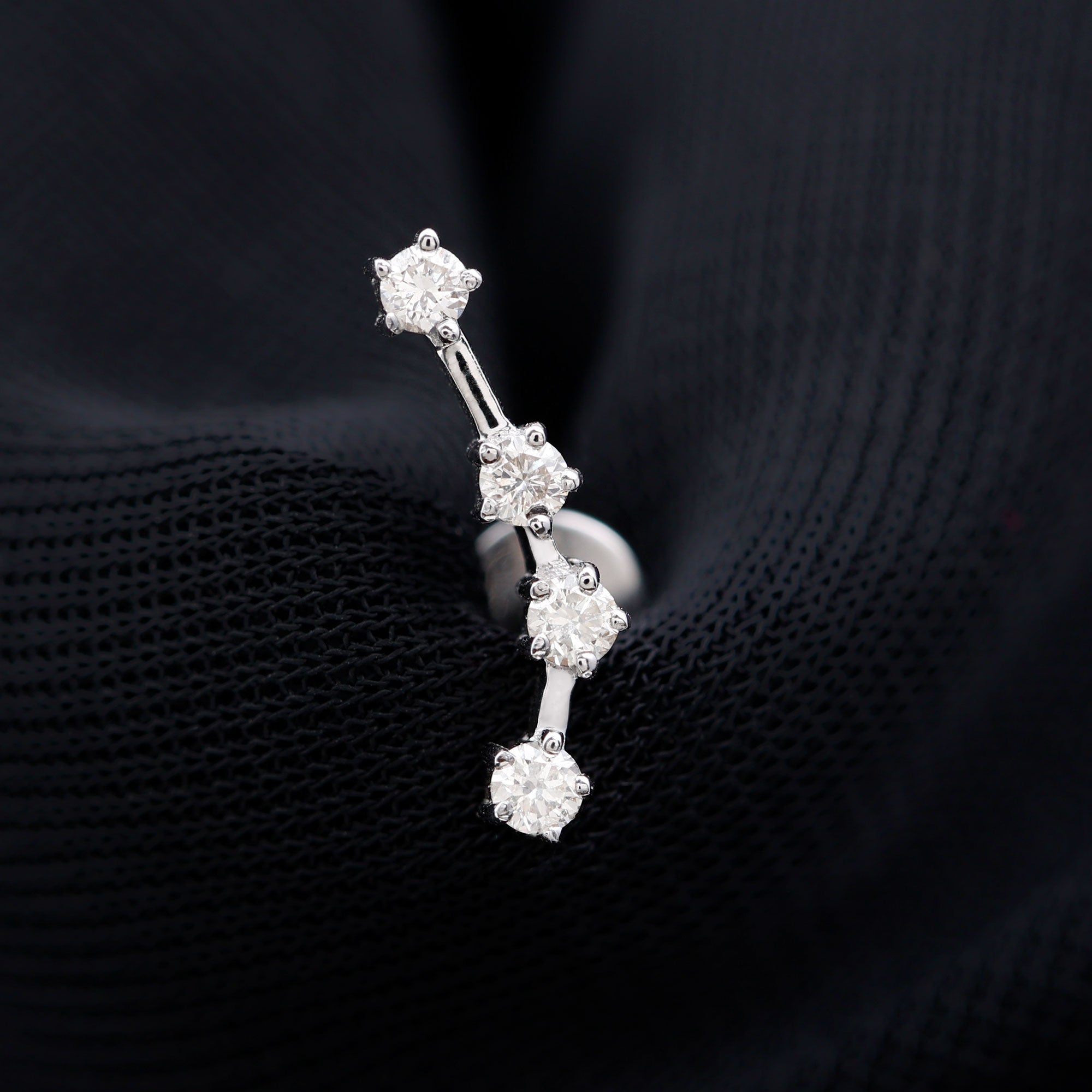 Moissanite Ear Climber Aquarius Earring D-VS1 - Rosec Jewels