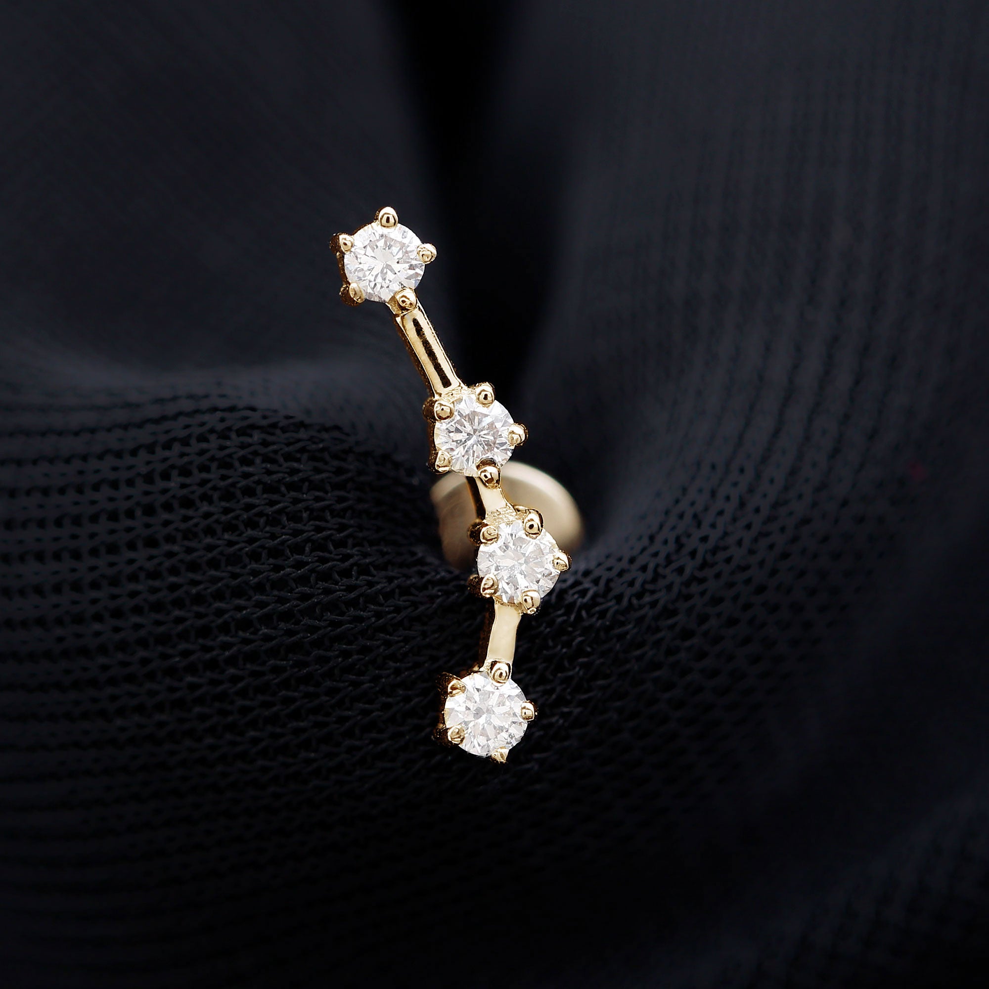 Moissanite Ear Climber Aquarius Earring D-VS1 - Rosec Jewels