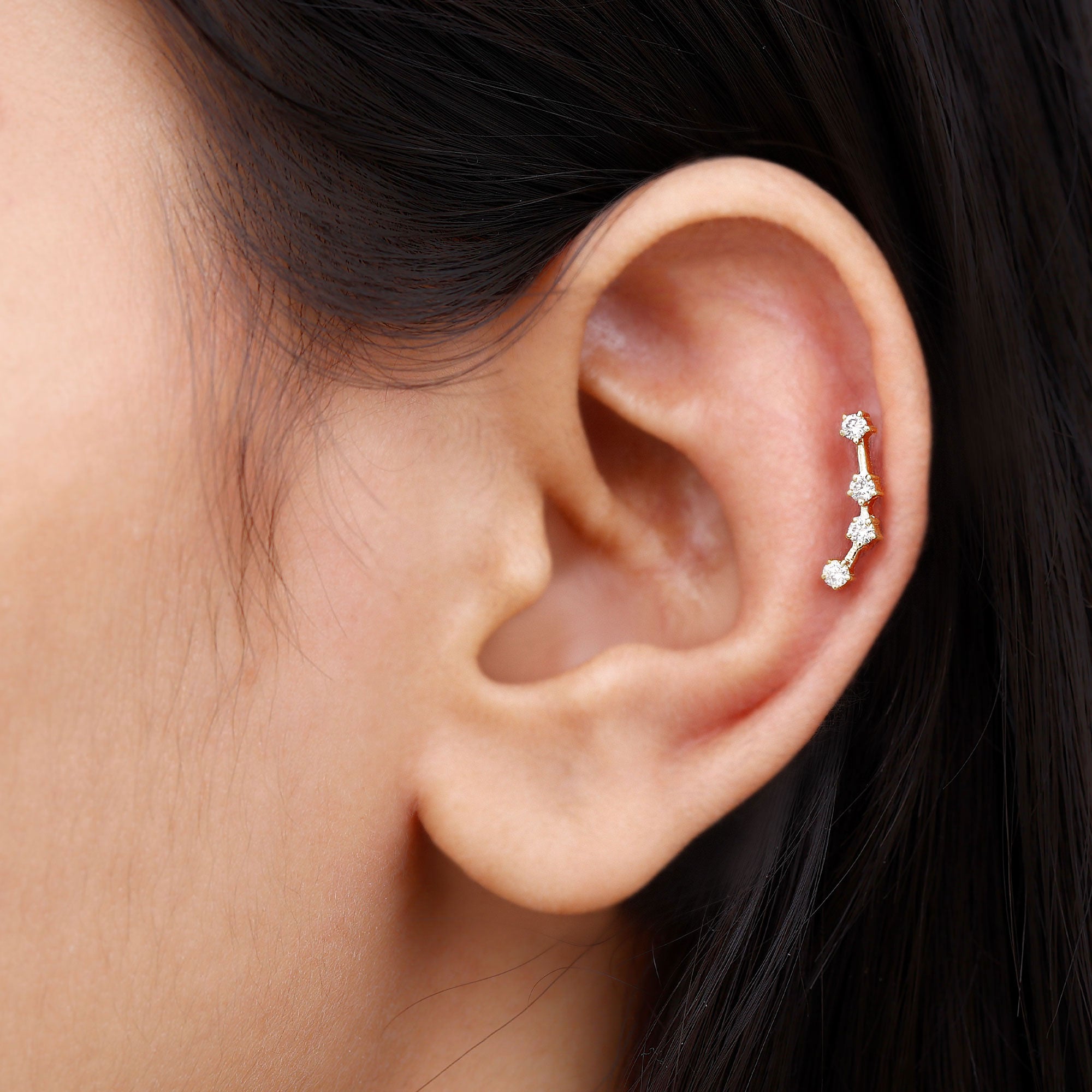 Moissanite Ear Climber Aquarius Earring D-VS1 - Rosec Jewels