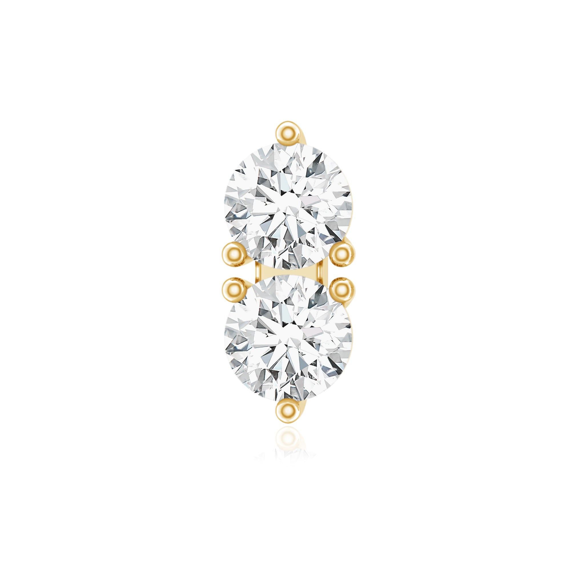 Minimalist Moissanite 2 Stone Earring for Tragus Piercing D-VS1 - Rosec Jewels