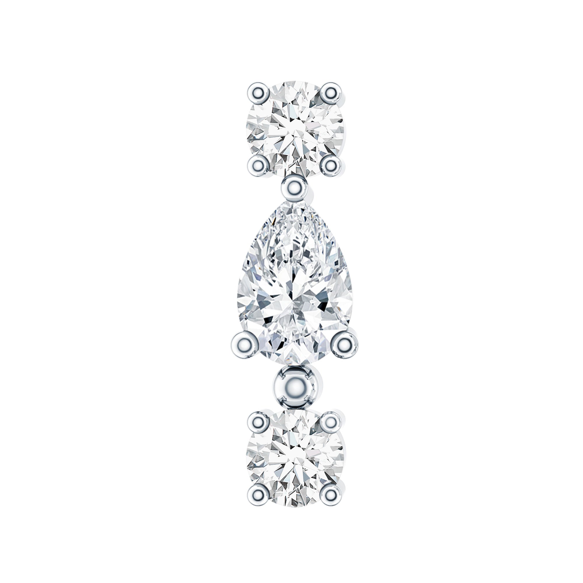 Certified Moissanite 3 Stone Tragus Earring D-VS1 - Rosec Jewels
