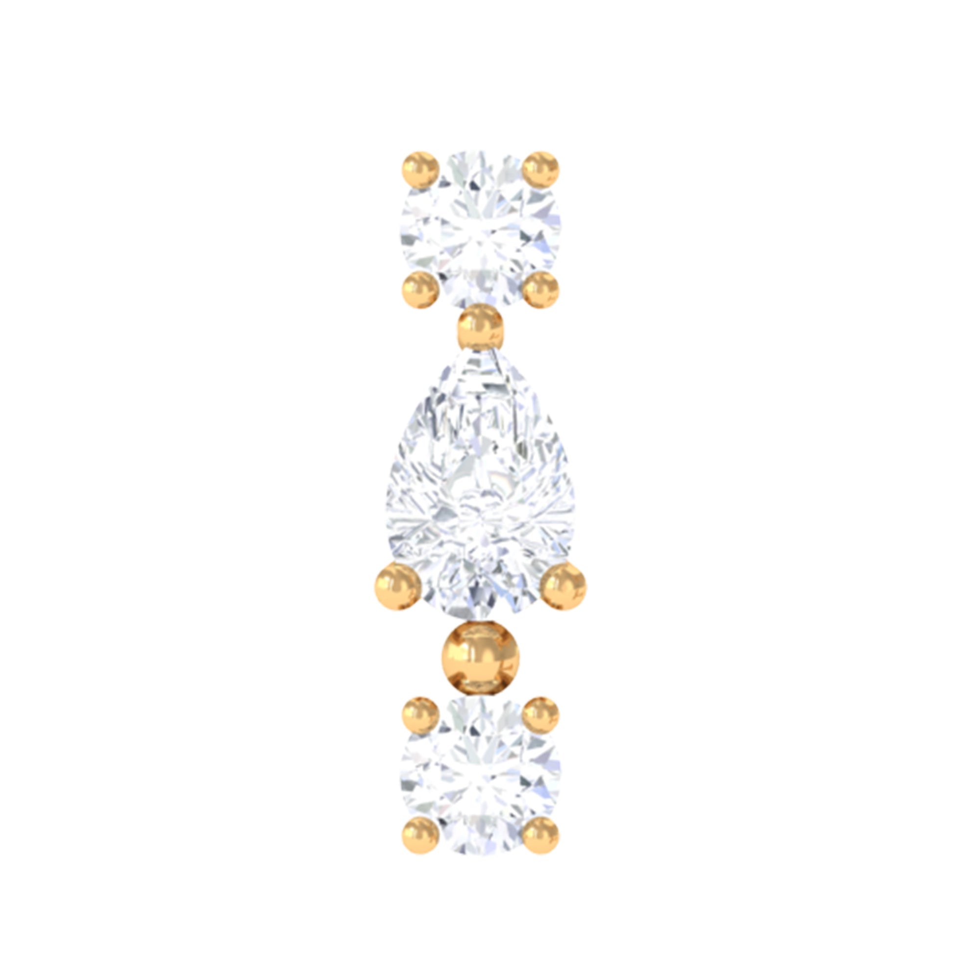 Certified Moissanite 3 Stone Tragus Earring D-VS1 - Rosec Jewels