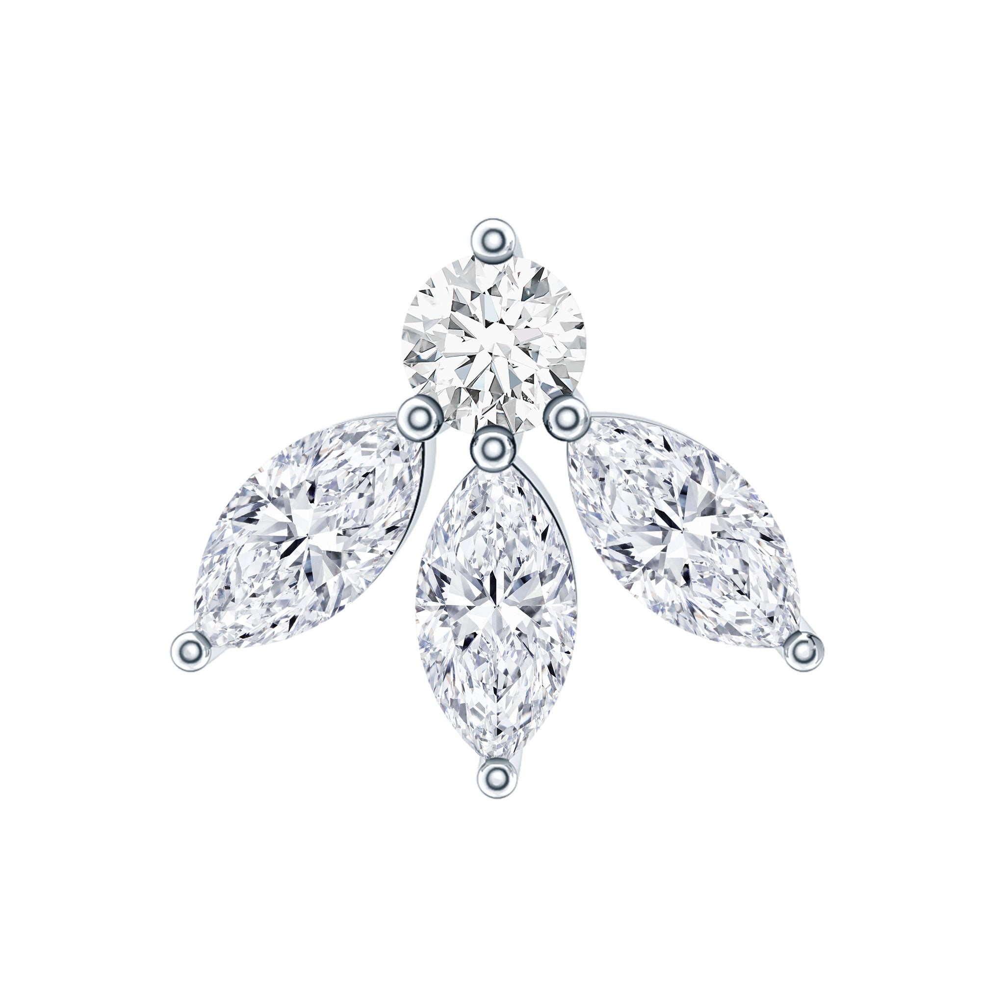 Certified Moissanite Leaf Piercing Earring D-VS1 - Rosec Jewels