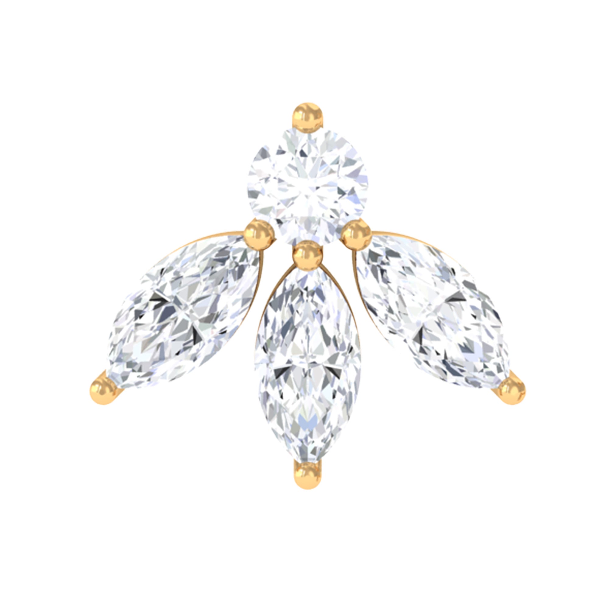 Certified Moissanite Leaf Piercing Earring D-VS1 - Rosec Jewels
