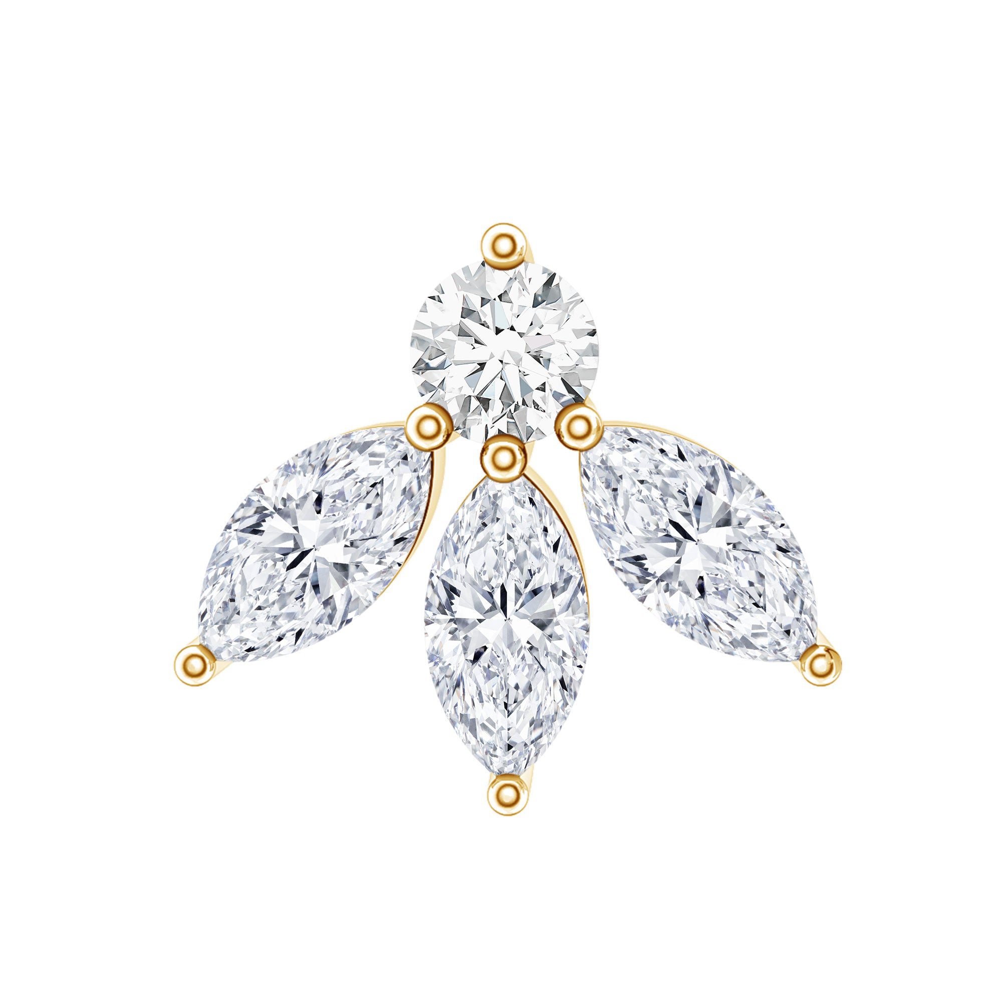 Certified Moissanite Leaf Piercing Earring D-VS1 - Rosec Jewels