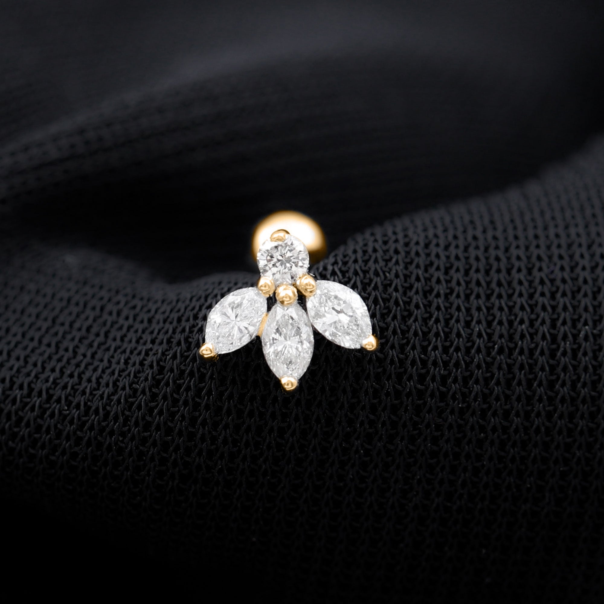 Certified Moissanite Leaf Piercing Earring D-VS1 - Rosec Jewels