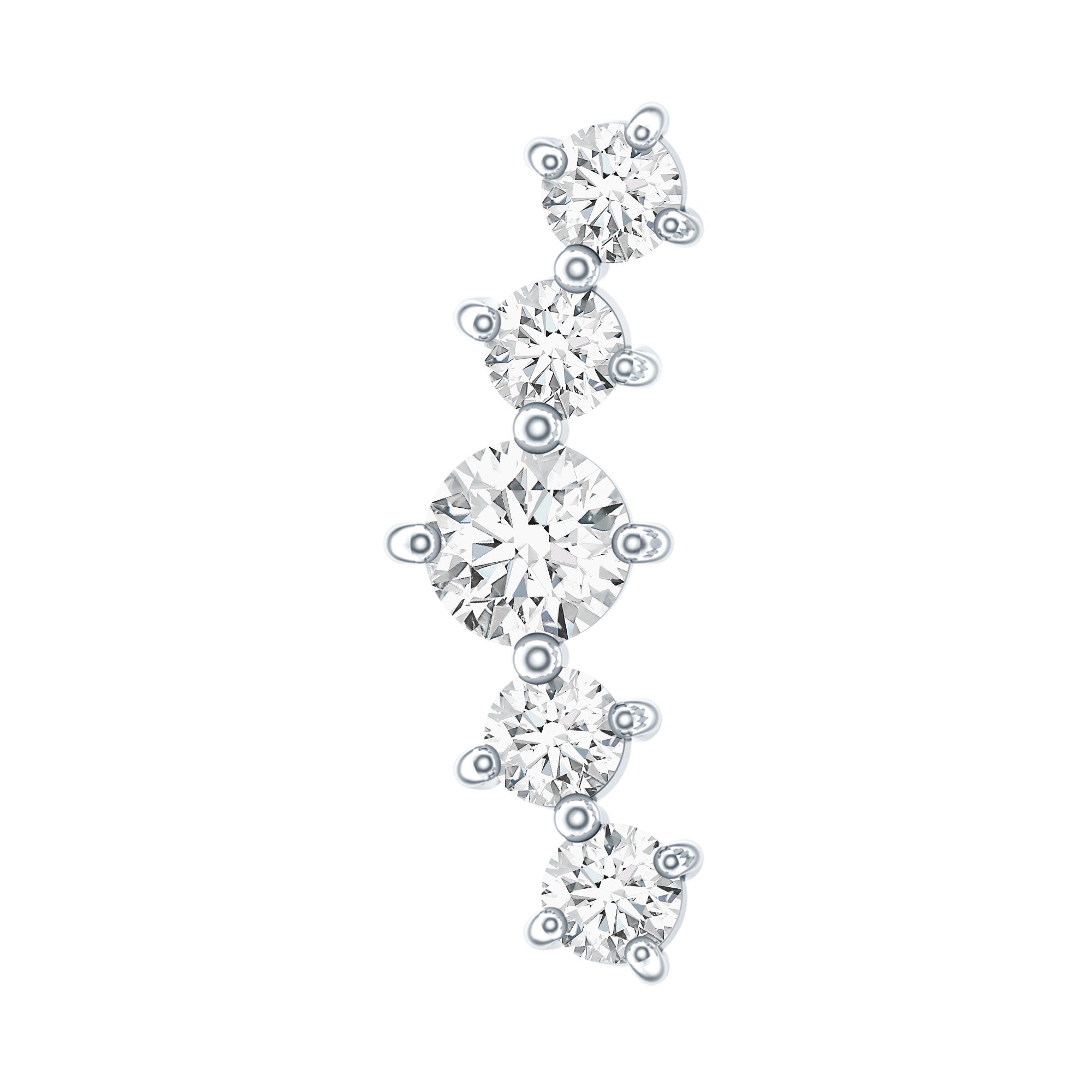 Certified Moissanite Curved Crawler Earring with Flat Back D-VS1 - Rosec Jewels