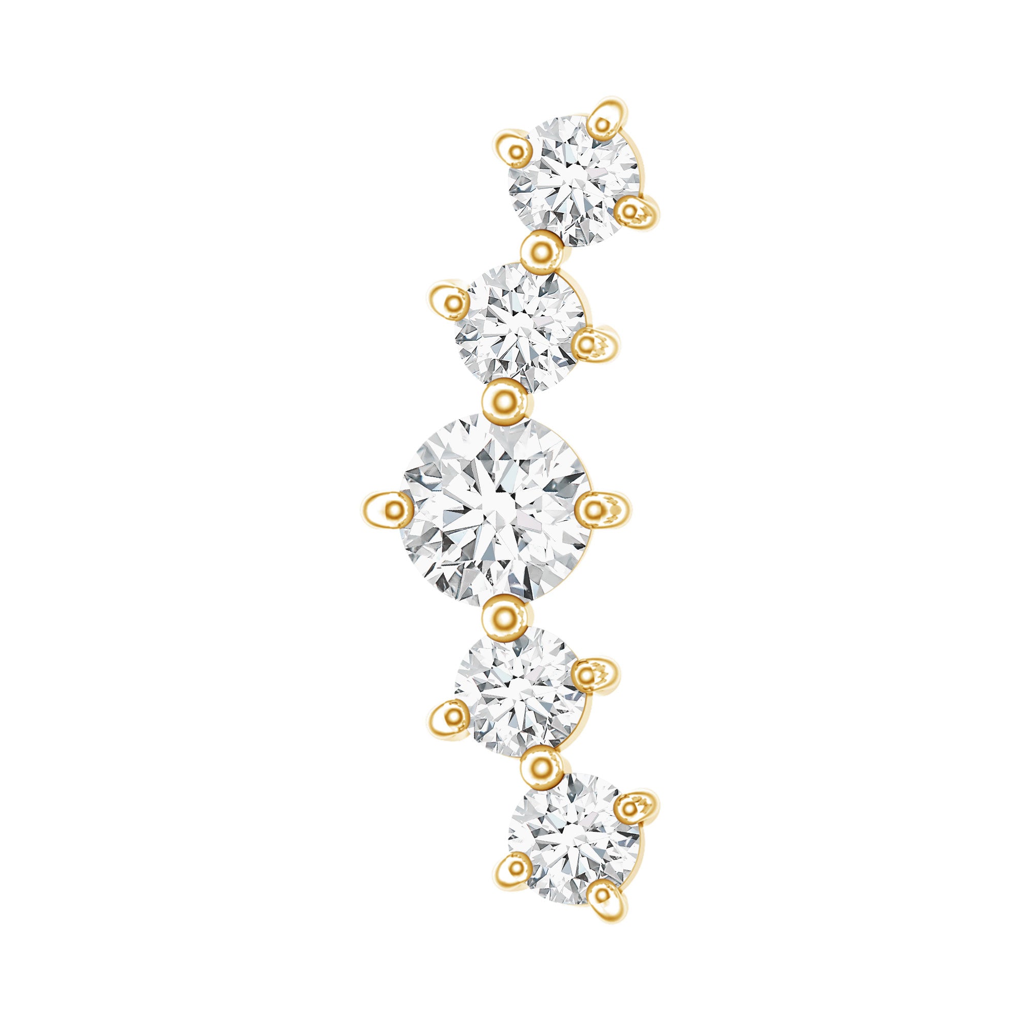 Certified Moissanite Curved Crawler Earring with Flat Back D-VS1 - Rosec Jewels