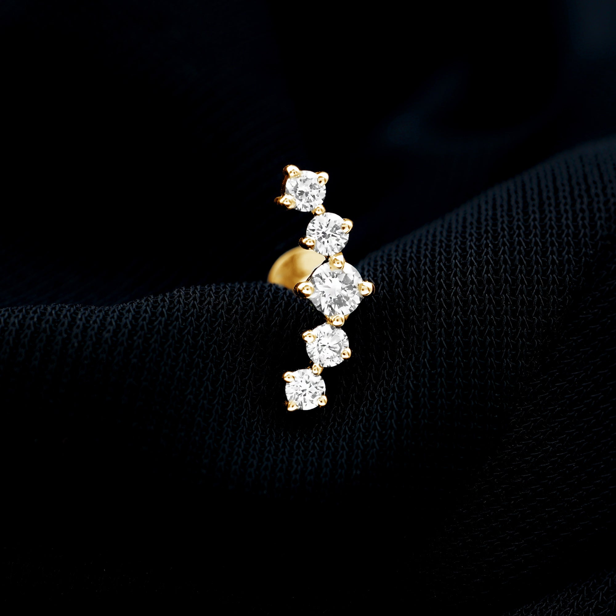 Certified Moissanite Curved Crawler Earring with Flat Back D-VS1 - Rosec Jewels