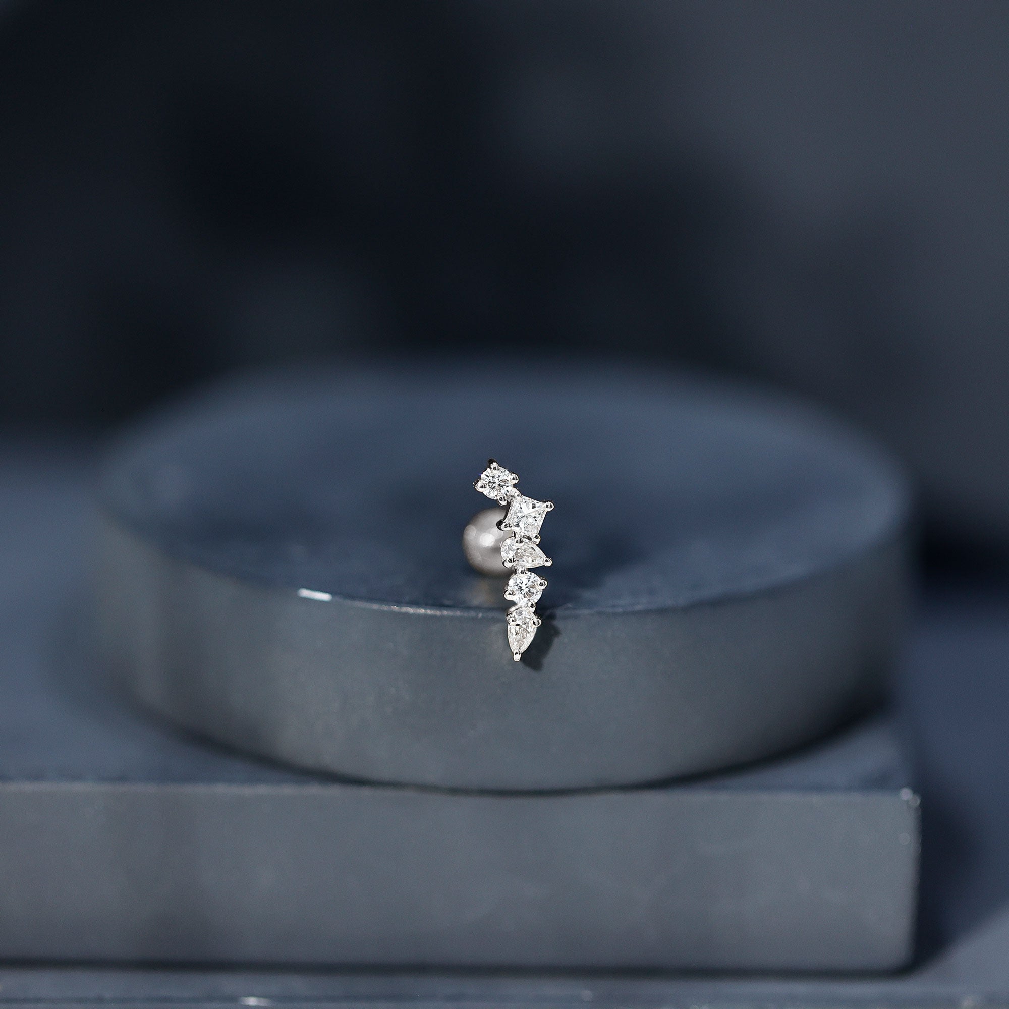 Unique Diamond Crawler Earring for Helix Piercing Natural - ( HI-SI ) - Rosec Jewels
