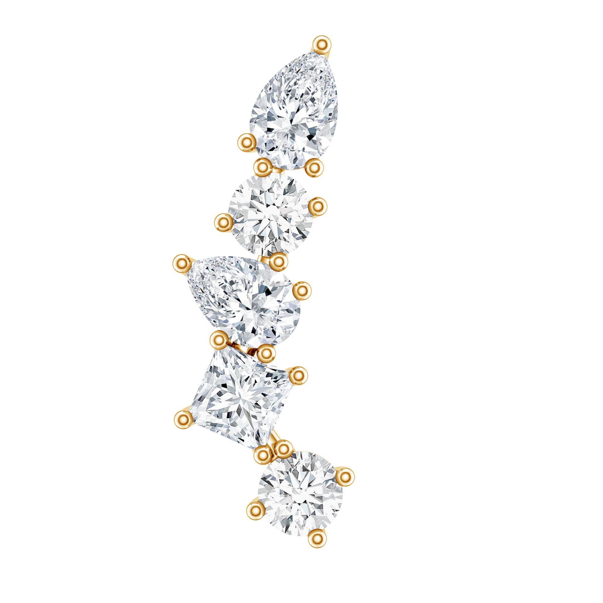 Unique Diamond Crawler Earring for Helix Piercing Natural - ( HI-SI ) - Rosec Jewels