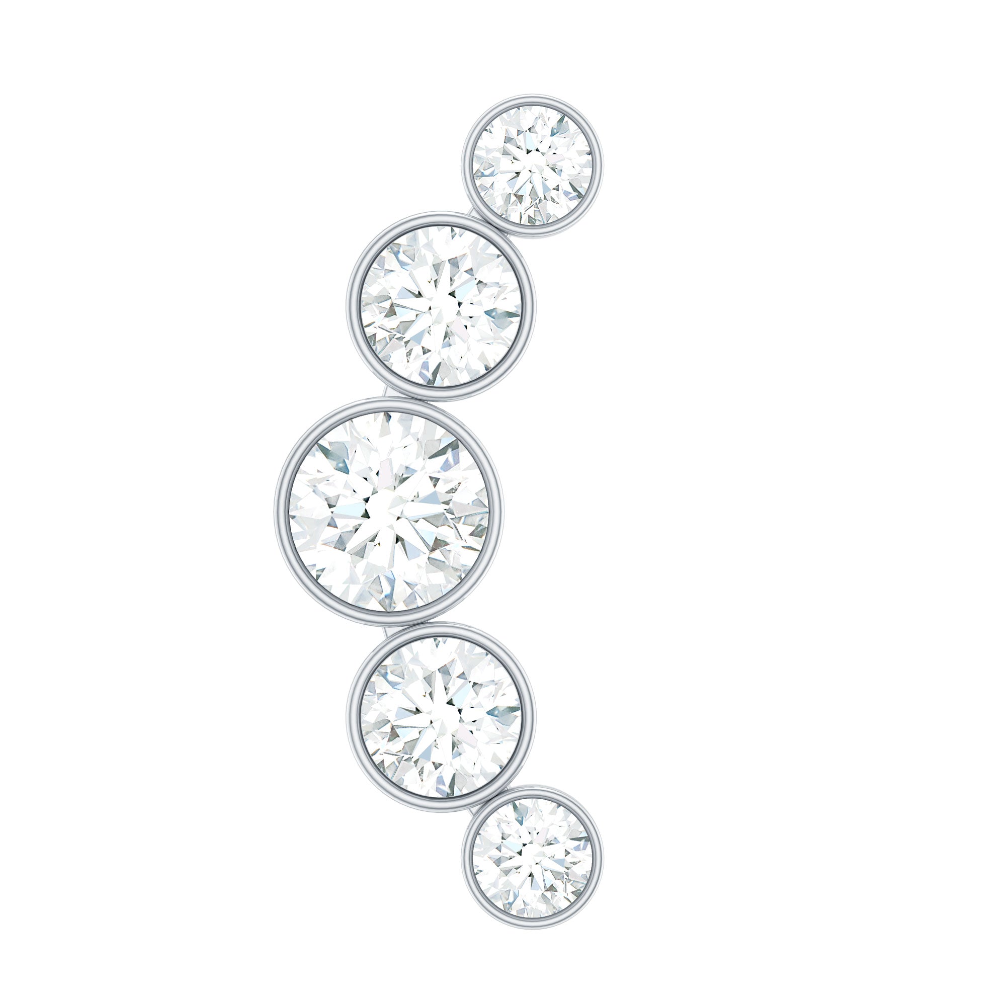 Graduated Diamond Ear Climber Earring in Bezel Setting Natural - ( HI-SI ) - Rosec Jewels