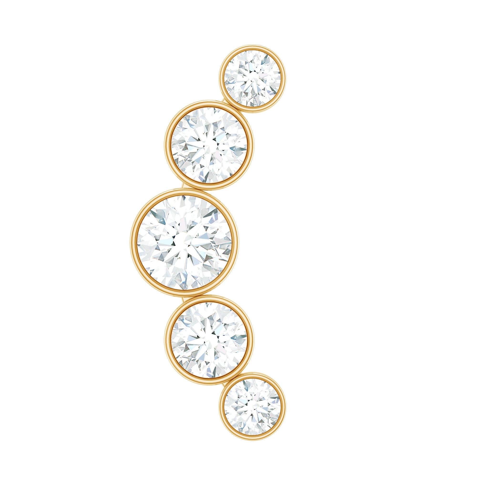 Graduated Diamond Ear Climber Earring in Bezel Setting Natural - ( HI-SI ) - Rosec Jewels