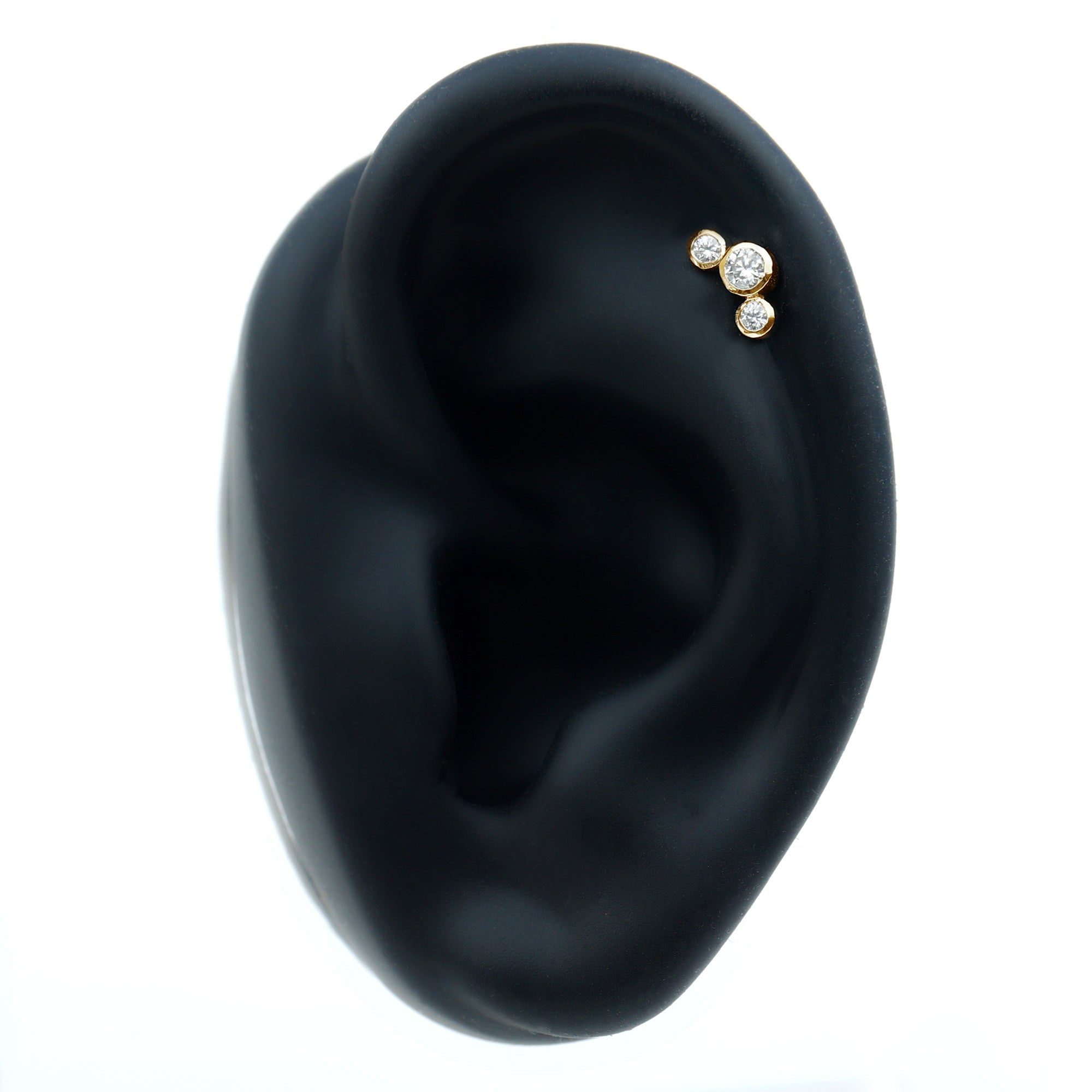Bezel Set Diamond Three Stone Earring for Helix Piercing Natural - ( HI-SI ) - Rosec Jewels
