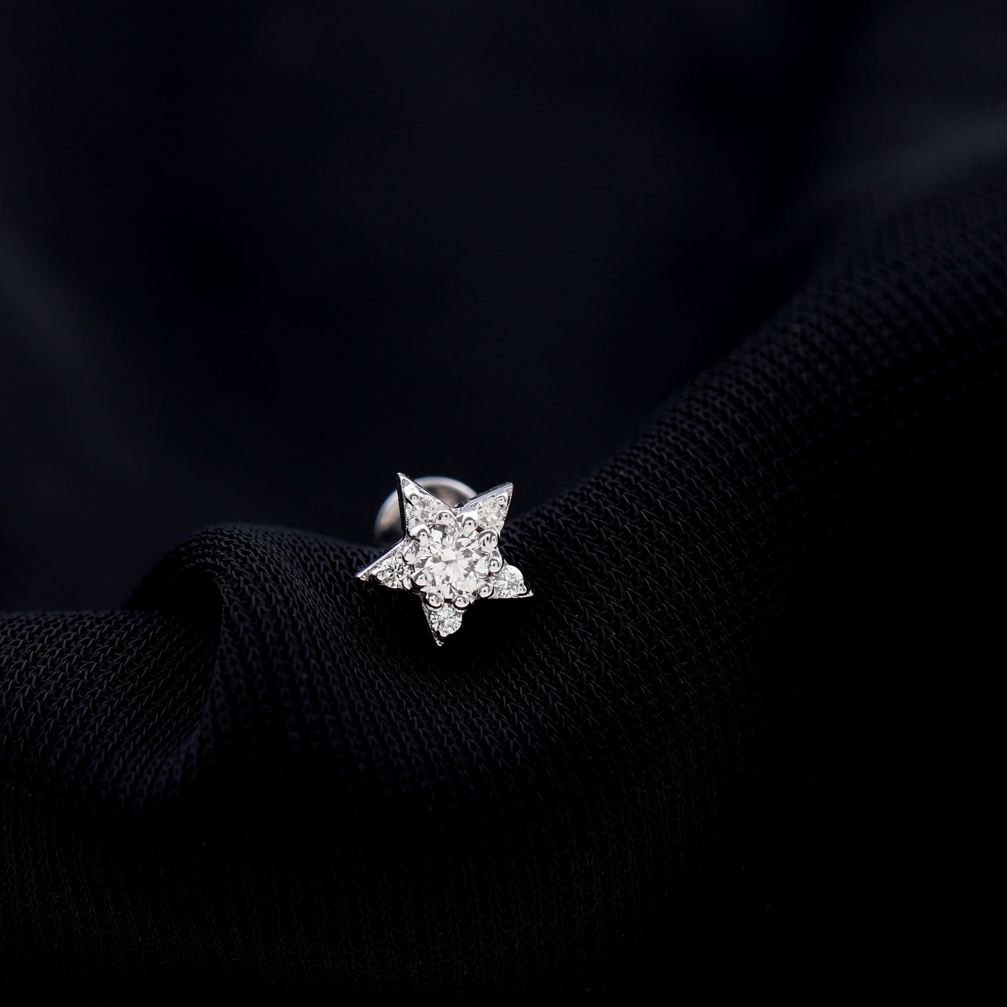 Minimal Diamond Star Celestial Earring for Helix Piercing Natural - ( HI-SI ) - Rosec Jewels
