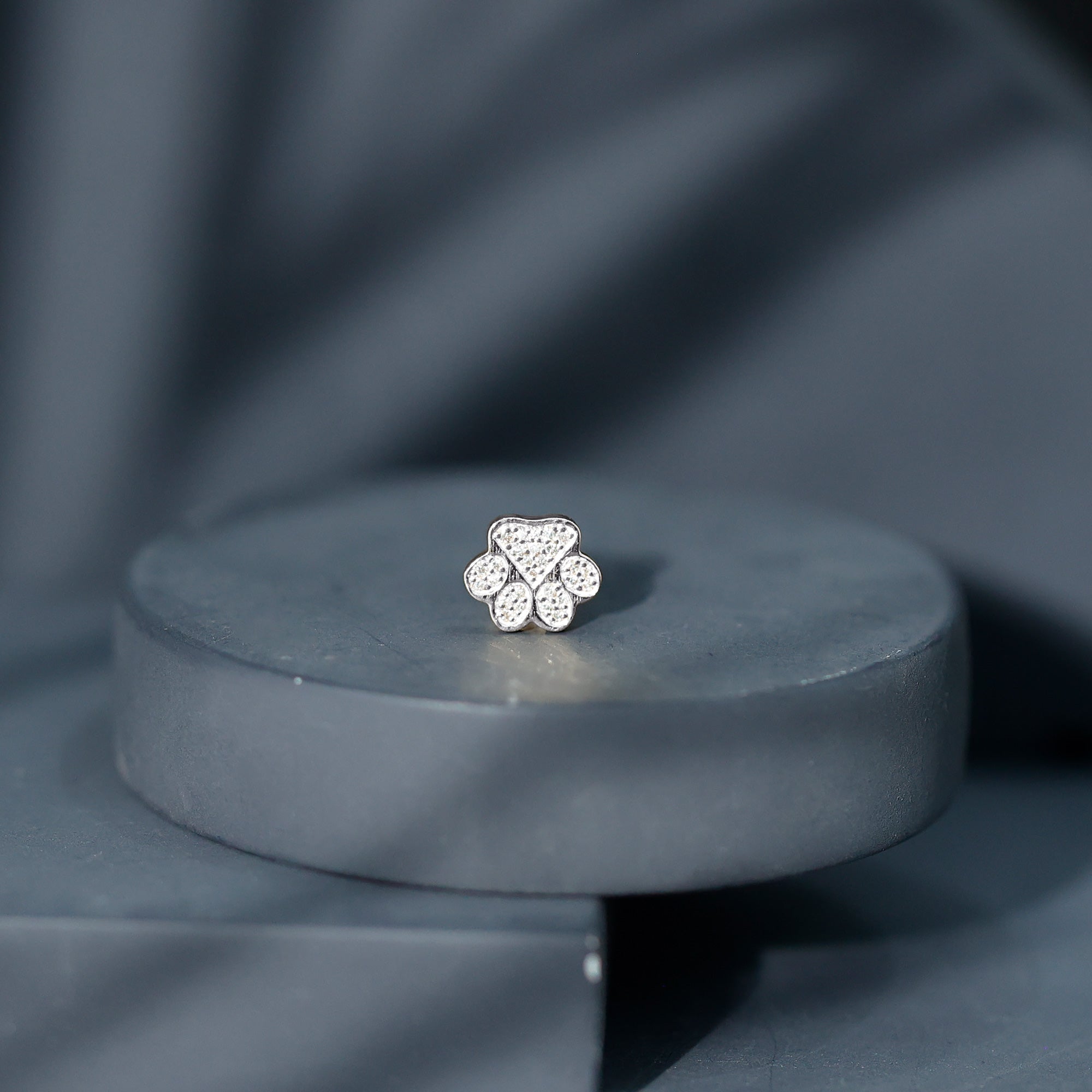 Certified Diamond Paw Cartilage Earring Natural - ( HI-SI ) - Rosec Jewels